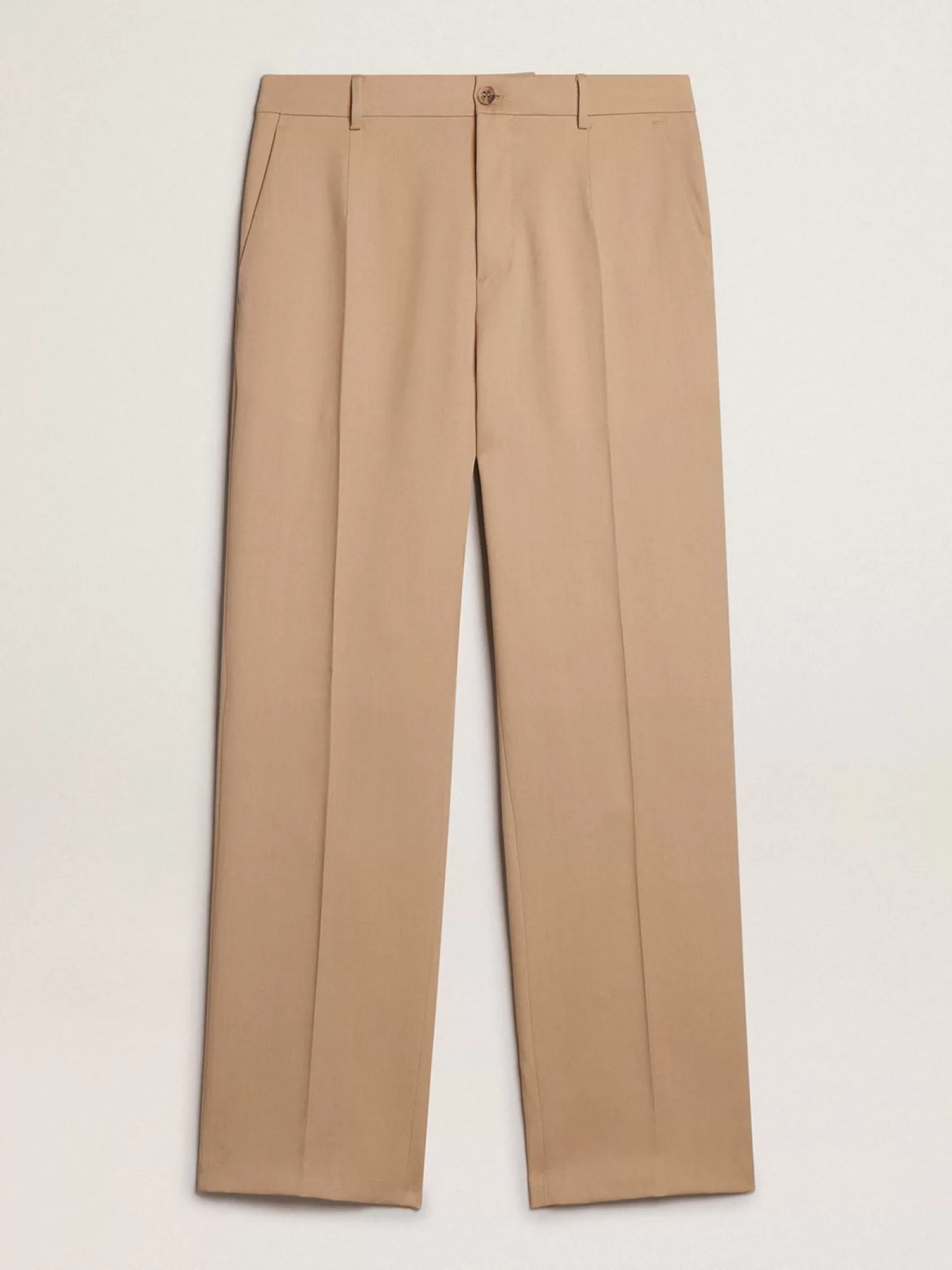 Online Calça masculina de gabardine de lã cor areia Jeans e calças