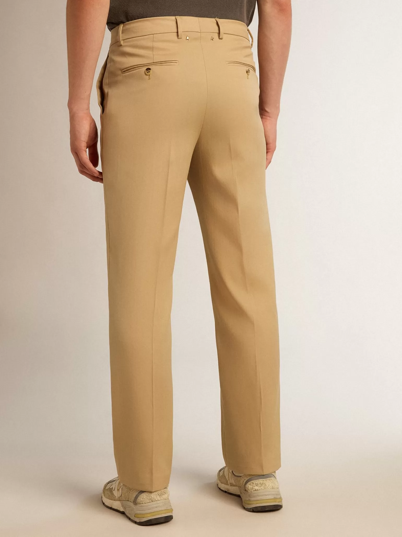 Online Calça masculina de gabardine de lã cor areia Jeans e calças