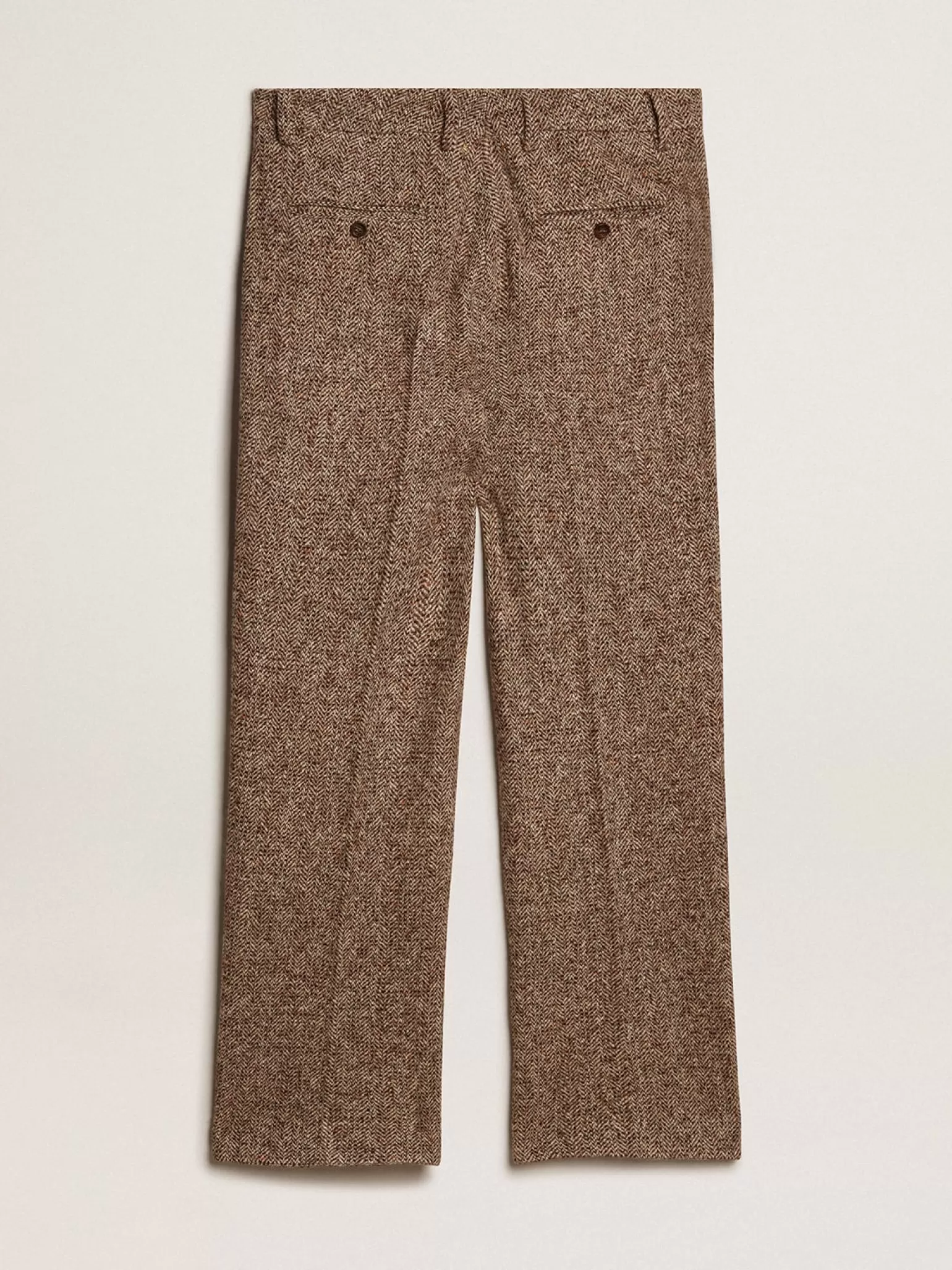 New Calça masculina de misto lã e seda bege e marrom Jeans e calças