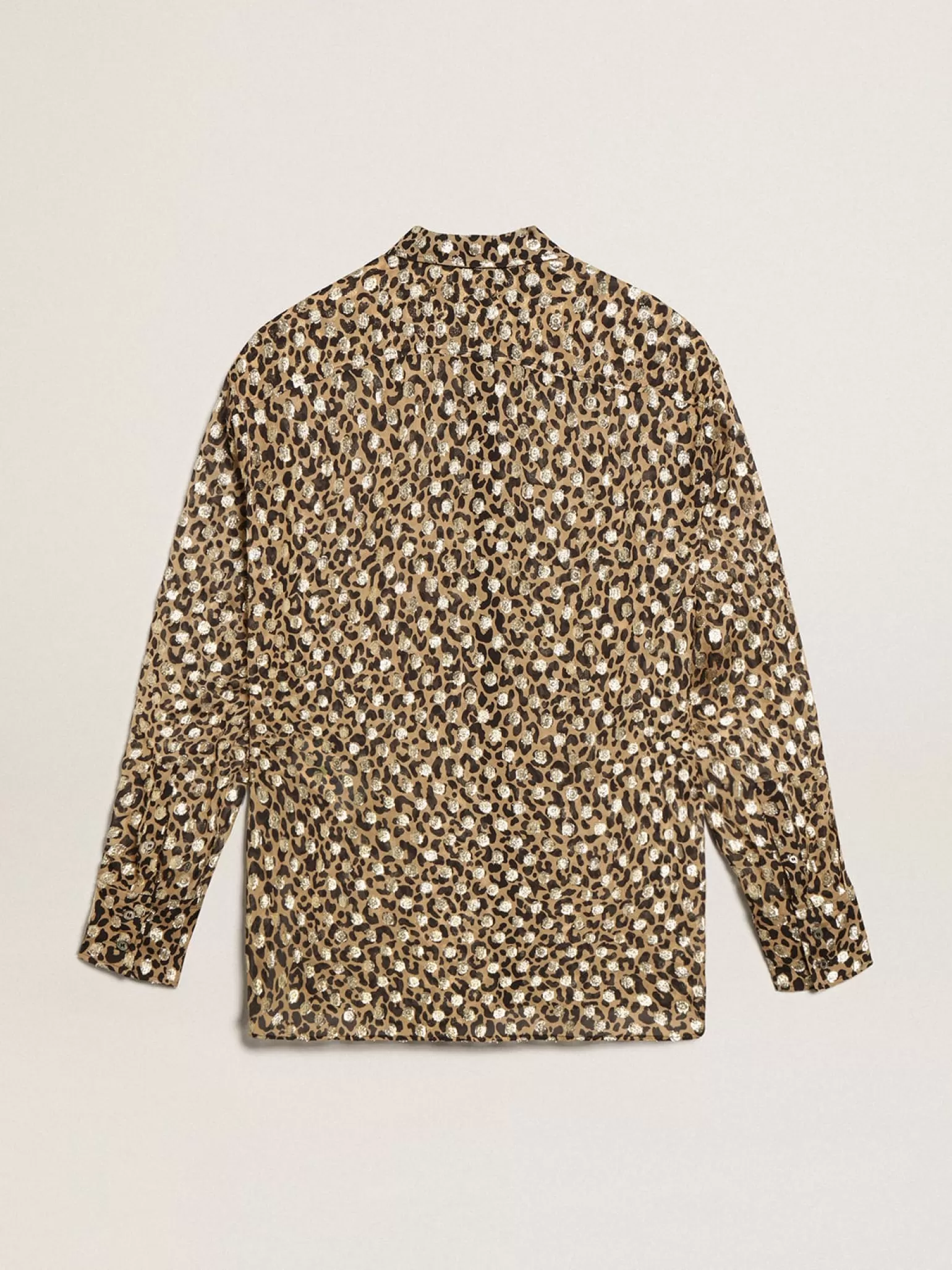 Outlet Camisa boyfriend feminina com estampa animal print e fio coupé dourado MULHER Camisas