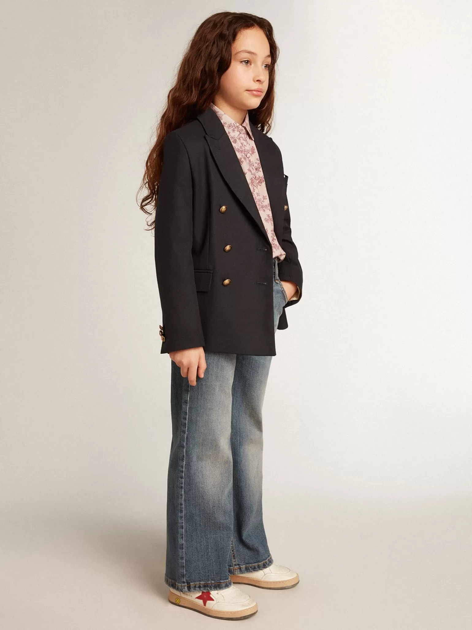 Discount Camisa polo de viscose rosa pálido com estampa floral Roupas de cima (4-12 years)