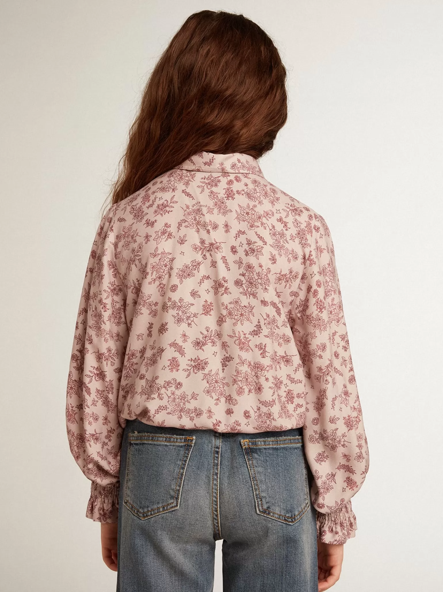 Discount Camisa polo de viscose rosa pálido com estampa floral Roupas de cima (4-12 years)