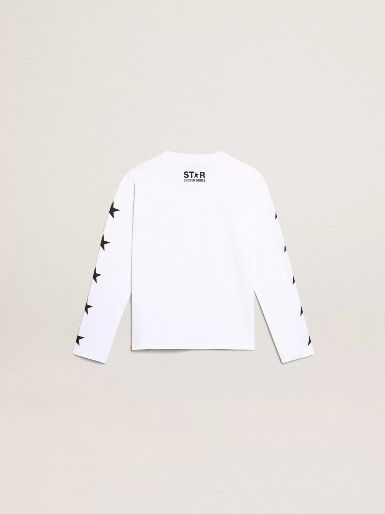 Best Sale Camiseta branca de manga comprida com estrelas pretas em contraste Roupas de cima (4-12 years) | Roupas de cima (4-12 years)