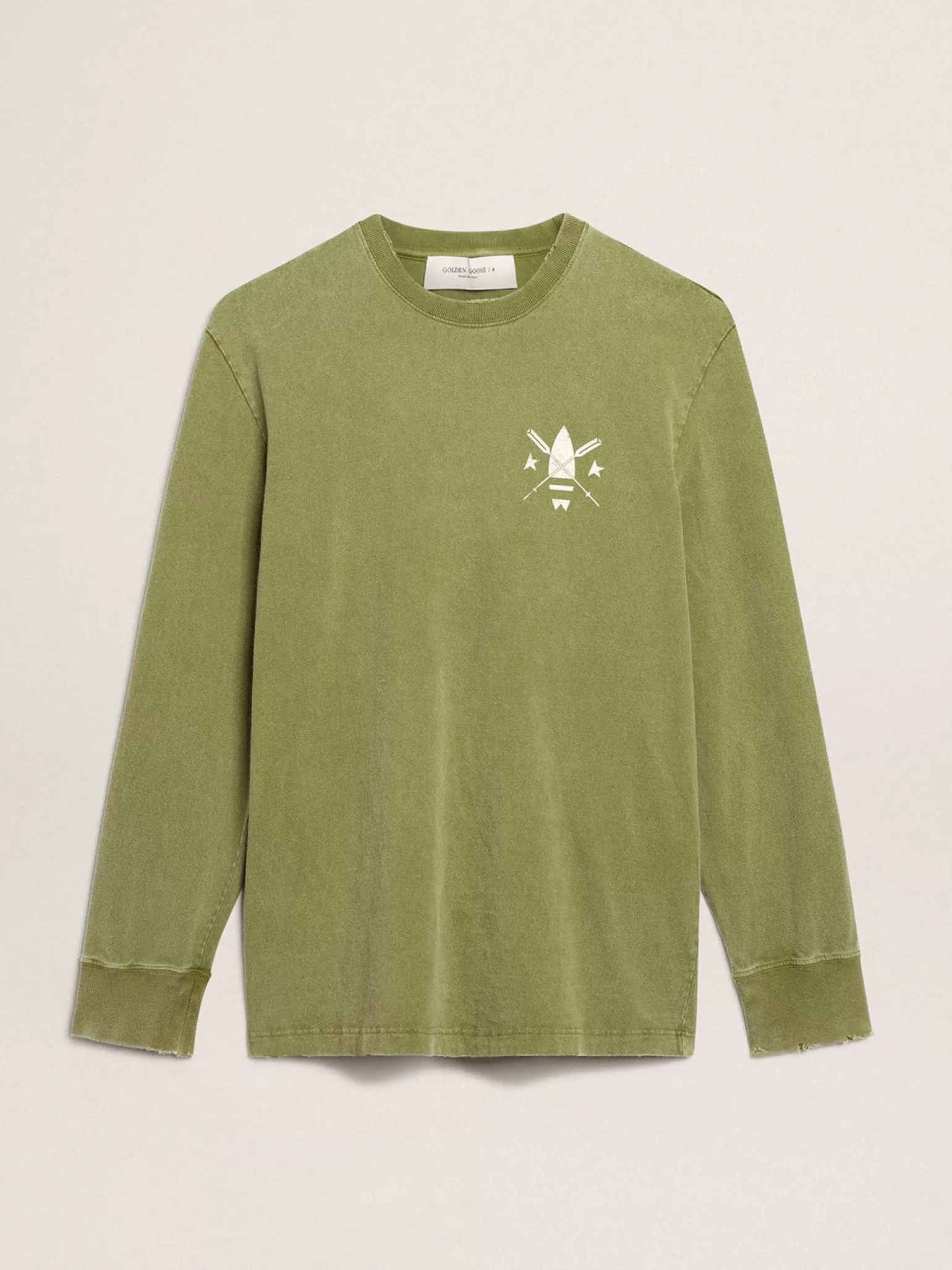 Outlet Camiseta cor de pesto com logo branco na frente e atrás Camisetas