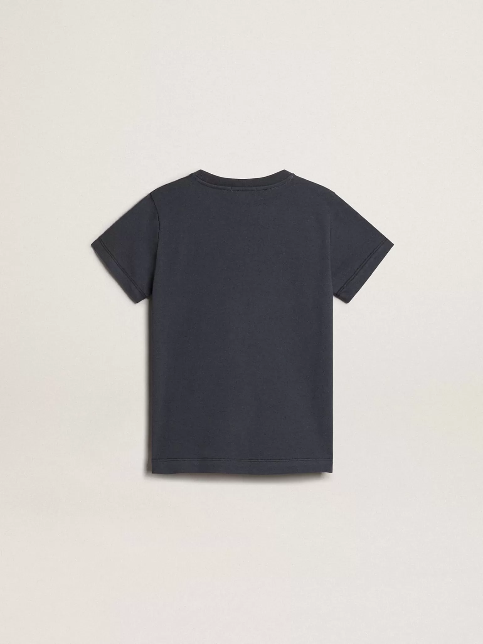 Outlet Camiseta infantil masculina de algodão azul-escuro com estampa no centro Roupas de cima (4-12 years)