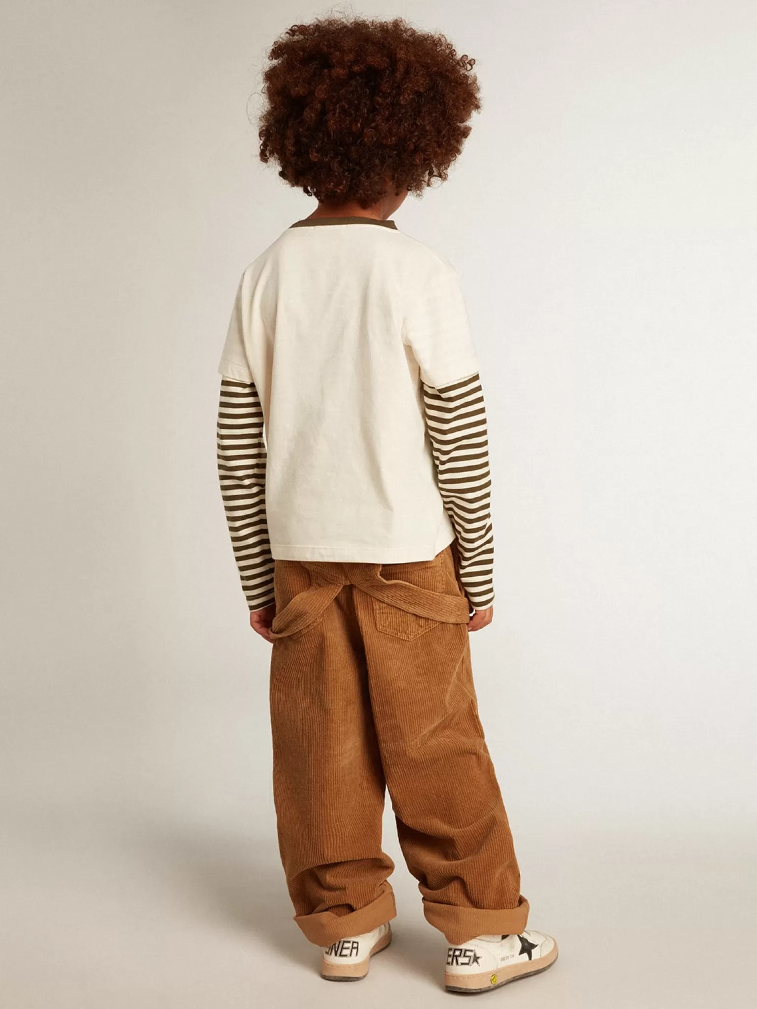 Cheap Camiseta infantil masculina de manga dupla de algodão listrado Roupas de cima (4-12 years)