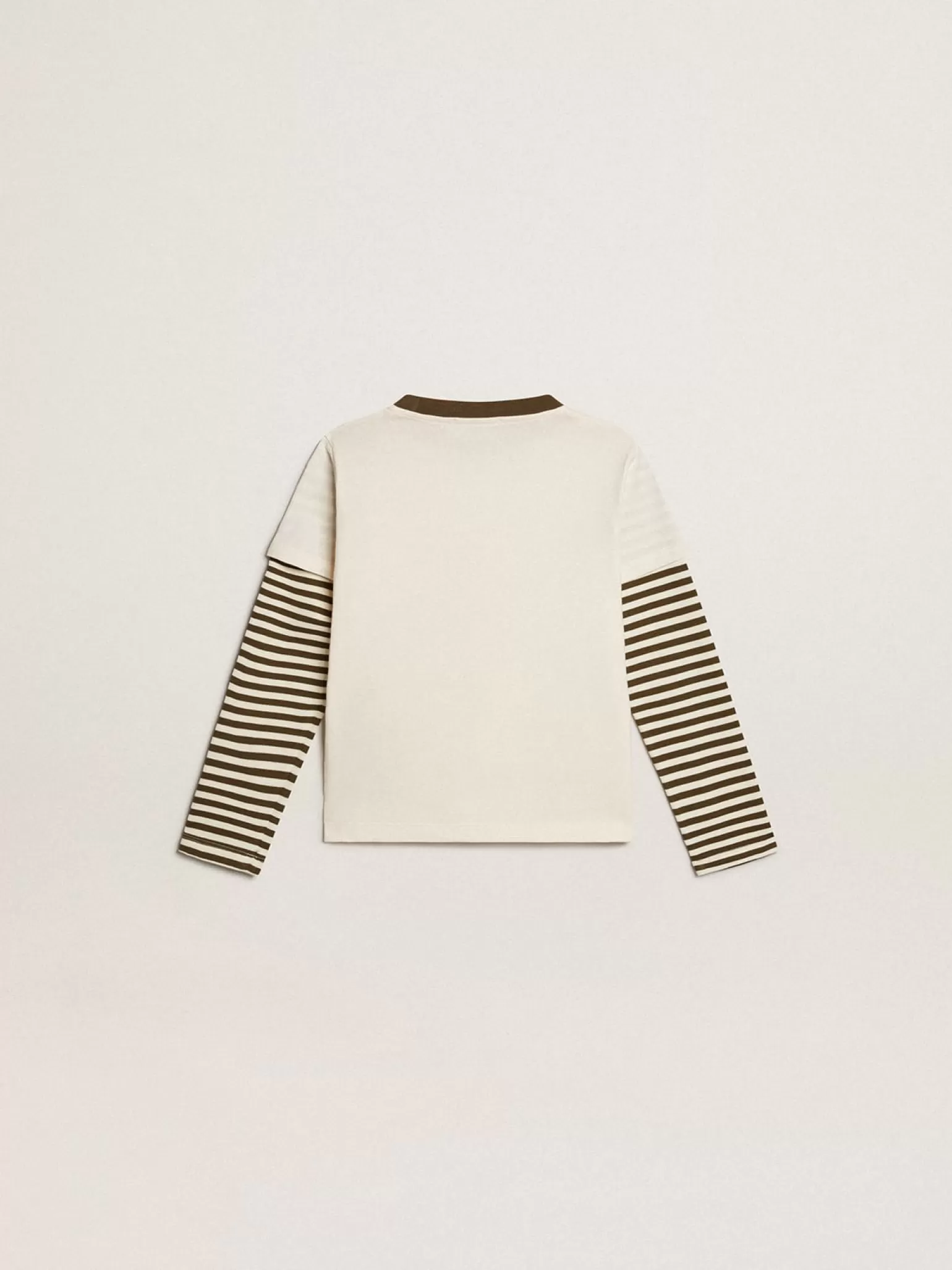Cheap Camiseta infantil masculina de manga dupla de algodão listrado Roupas de cima (4-12 years)