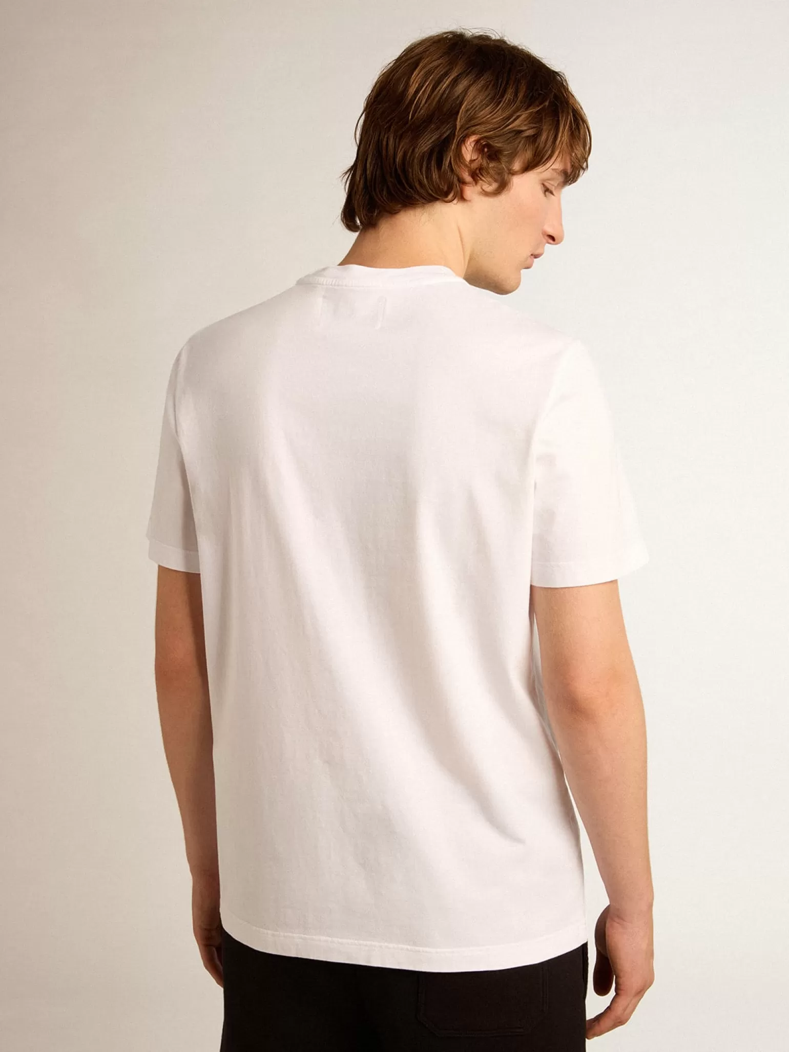 Best Camiseta masculina branca com estrela de glitter prateado na frente Beachwear | Camisetas