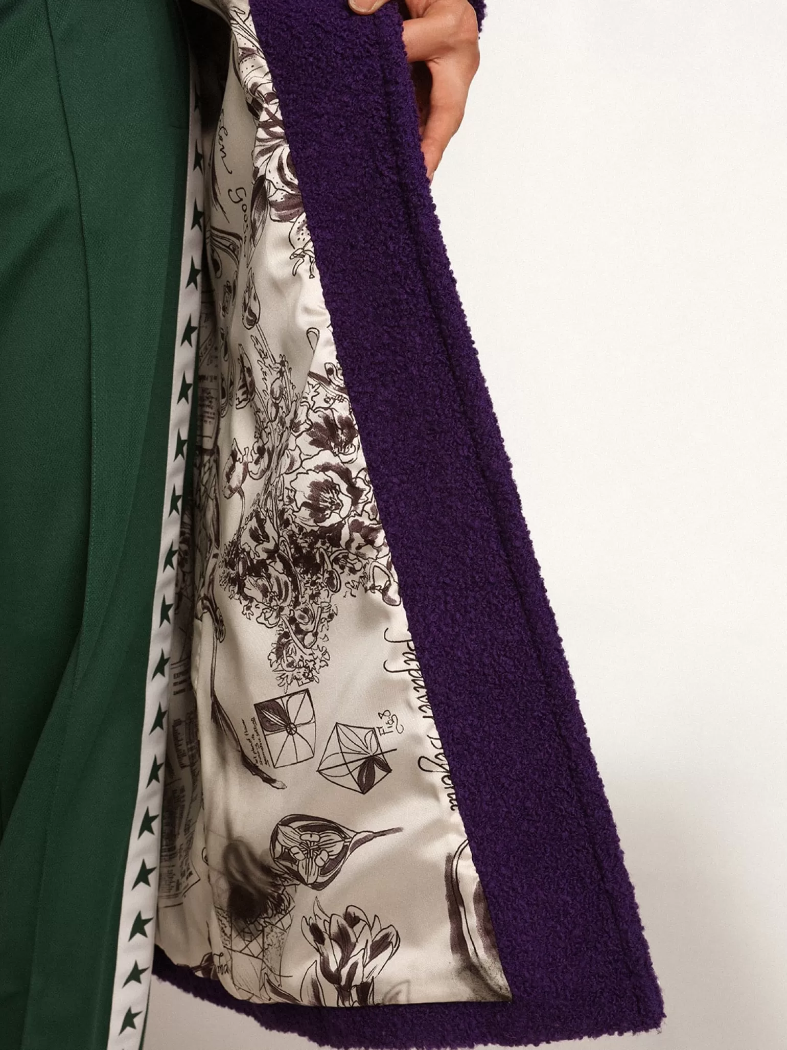Clearance Casaco feminino de lã roxo índigo e forro com estampa MULHER Casacos e blusões