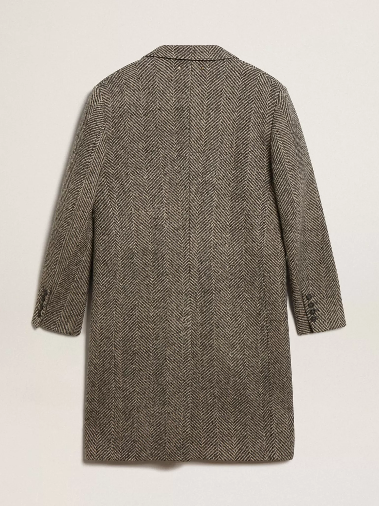 Fashion Casaco masculino de abotoamento simples de lã com trama espinha de peixe bege e cinza Casacos e blusões