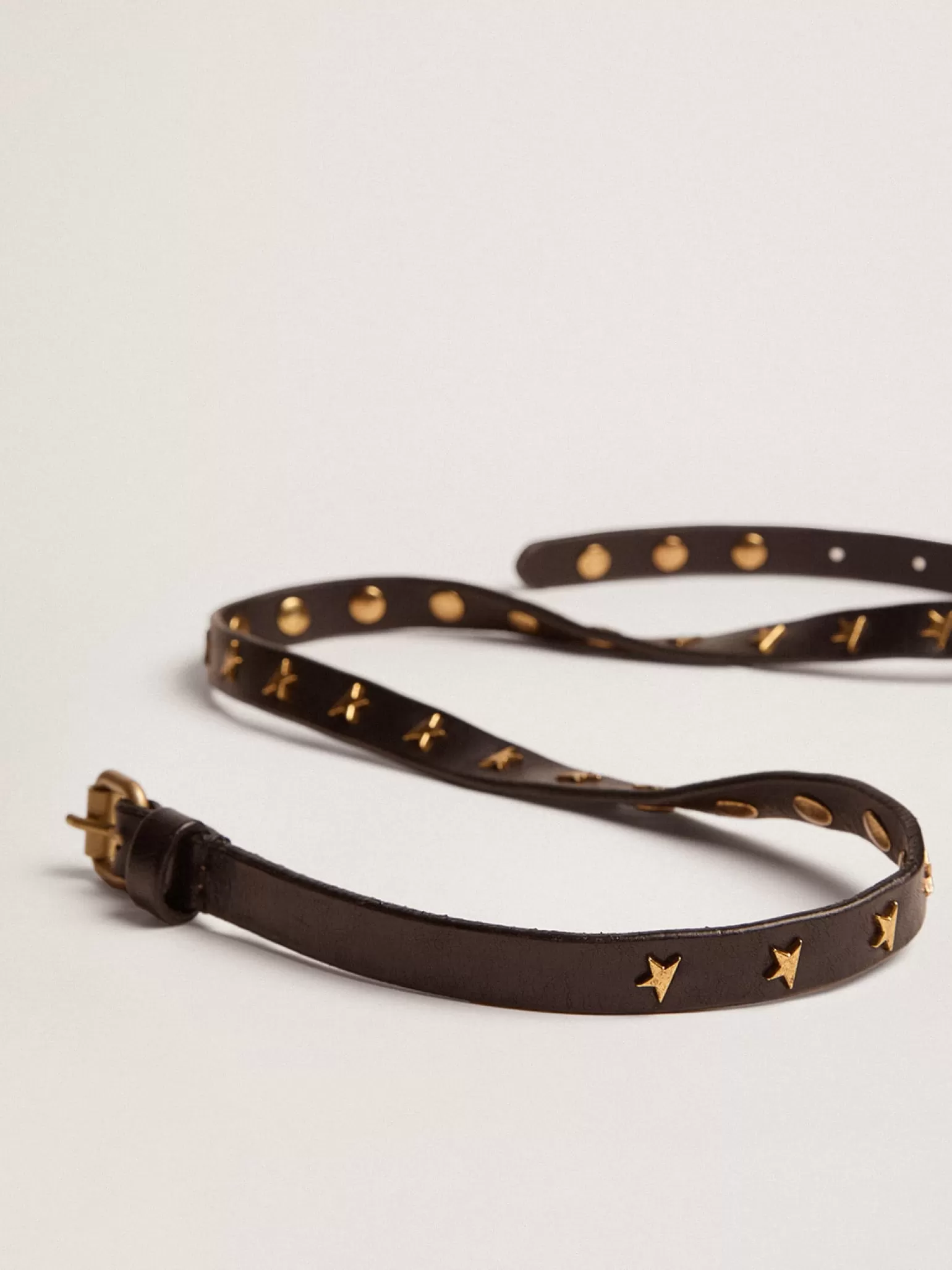 Best Cinto feminino de couro preto com tachas em forma de estrela MULHER Cintos