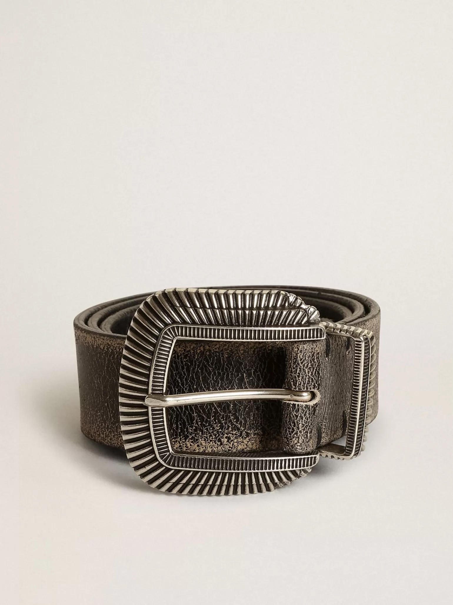 Cheap Cinto masculino de couro preto com fivela decorada Cintos