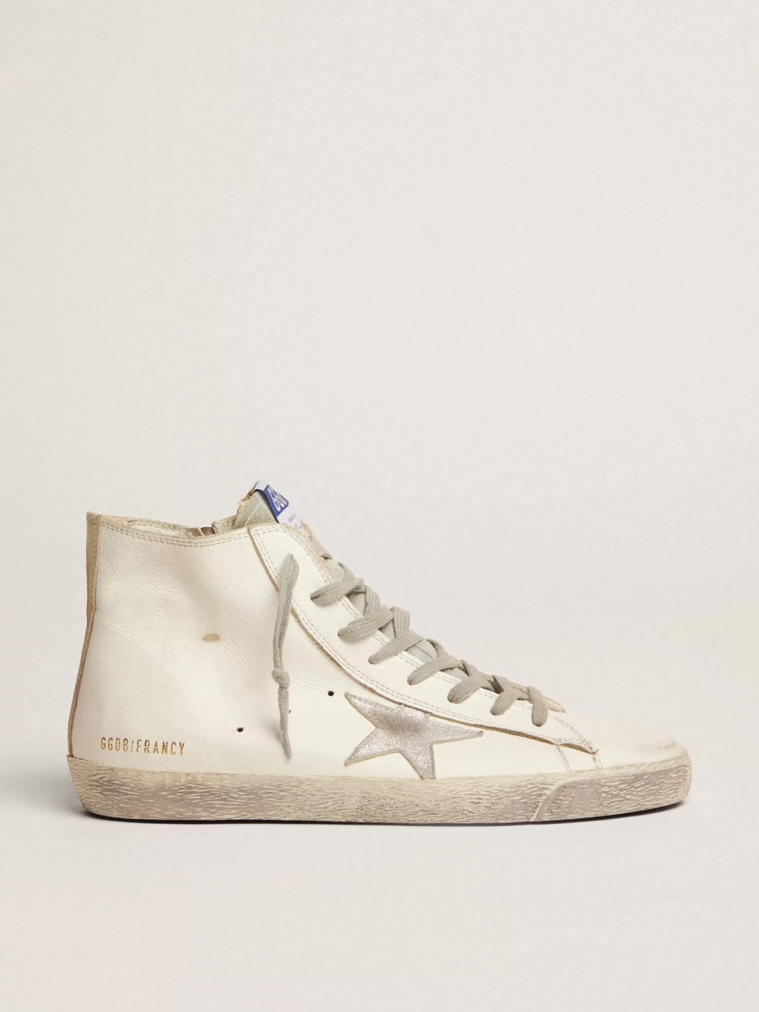 Clearance Francy masculino de couro com estrela de suede prateado Francy