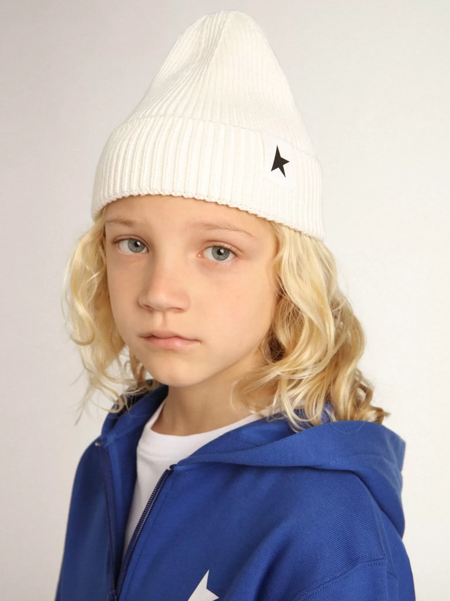 Best Sale Gorro de algodão branco com estrela preta em contraste Roupas de cima (4-12 years) | Roupas de cima (4-12 years)