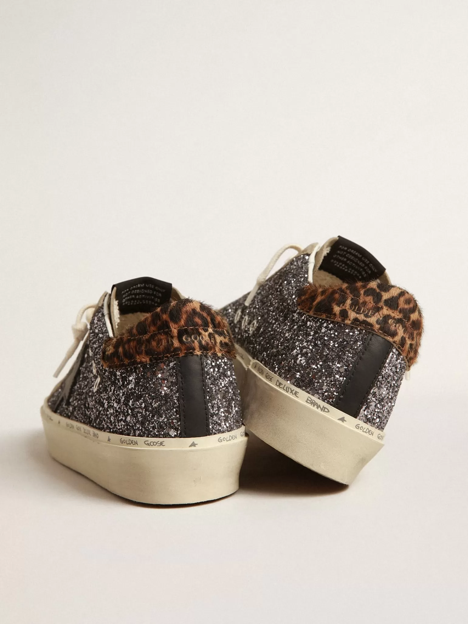 Fashion Hi Star de glitter cinza escuro com estrela de couro preto MULHER Hi Star