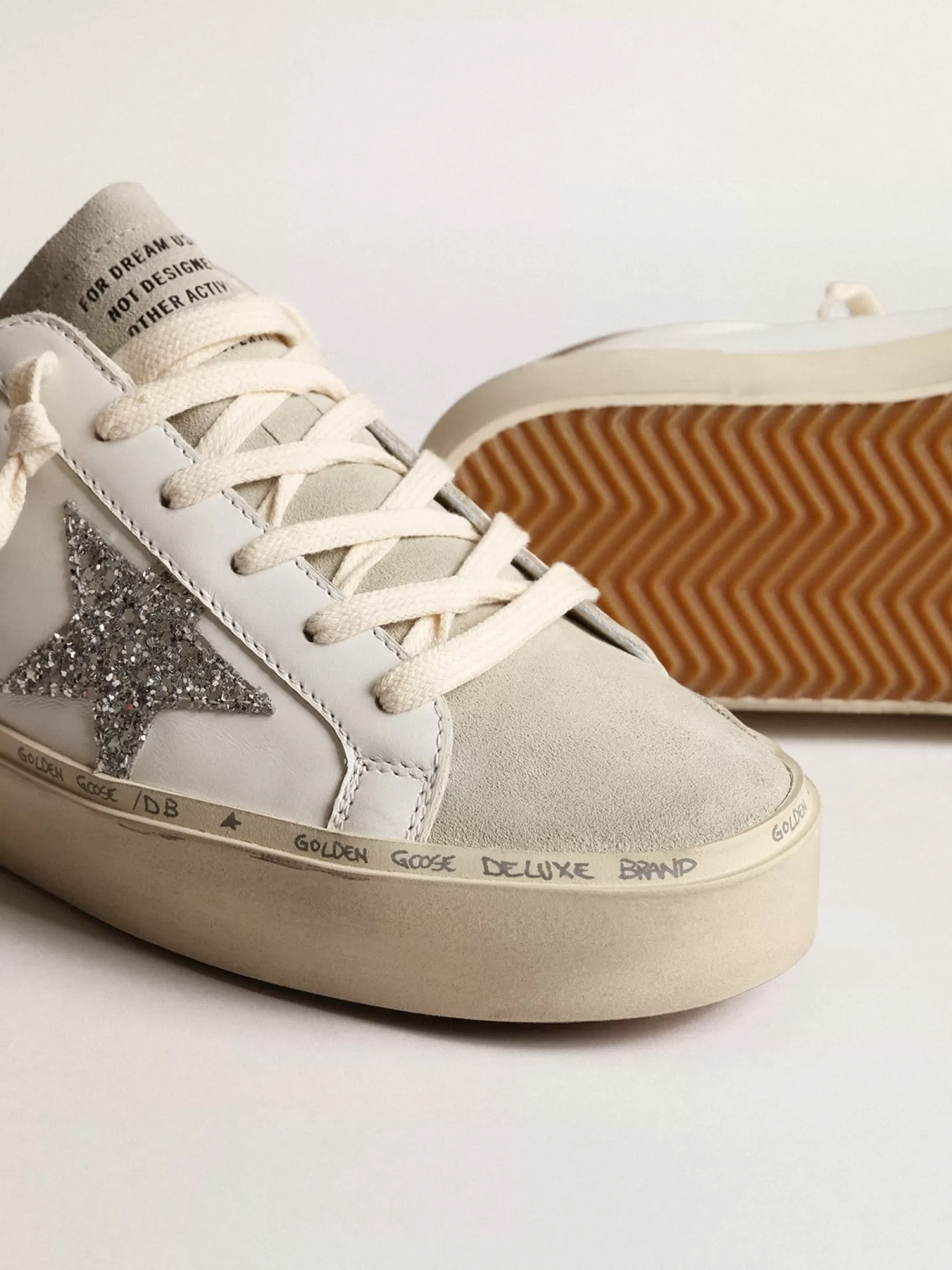 New Hi Star, estrela de glitter prateado e talão nubuk havana-rosado MULHER Hi Star