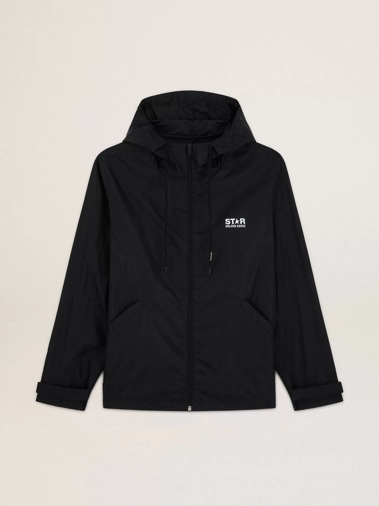 Outlet Jaqueta corta-vento masculina com logo e estrela brancos em contraste Casacos e blusões
