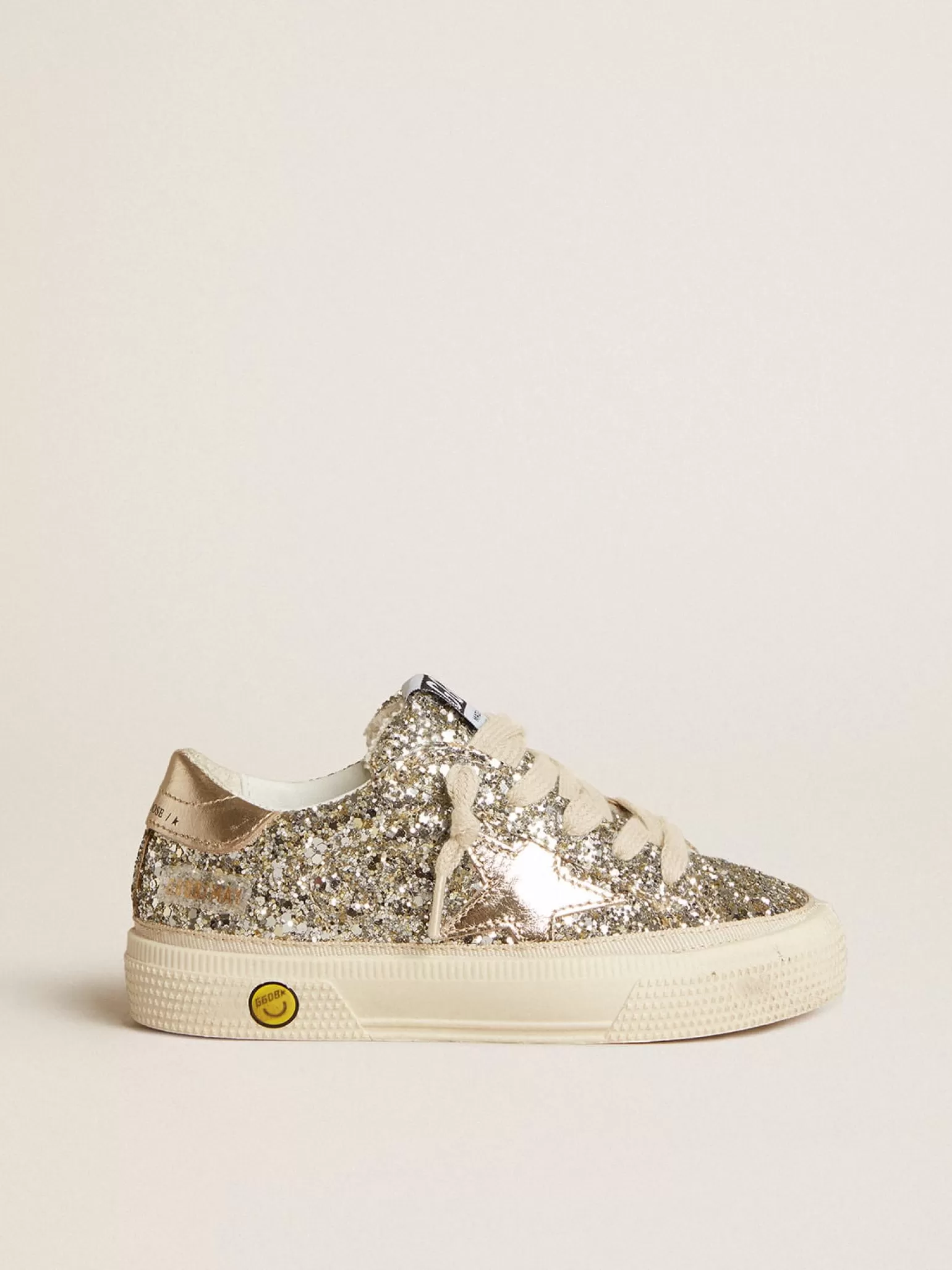 Outlet May Young de glitter platinado com estrela e talão de couro metálico Meninas (4-10 anos)