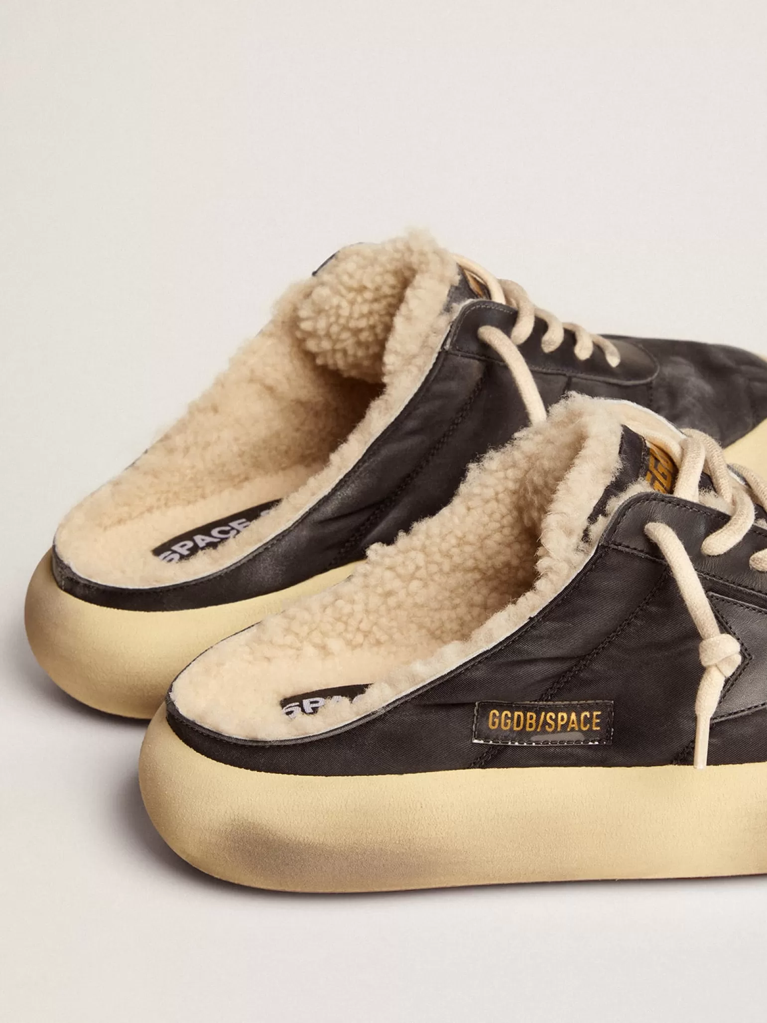 Online Men's Space-Star Sabot shoes in quilted nylon with shearling lining Space-Star
