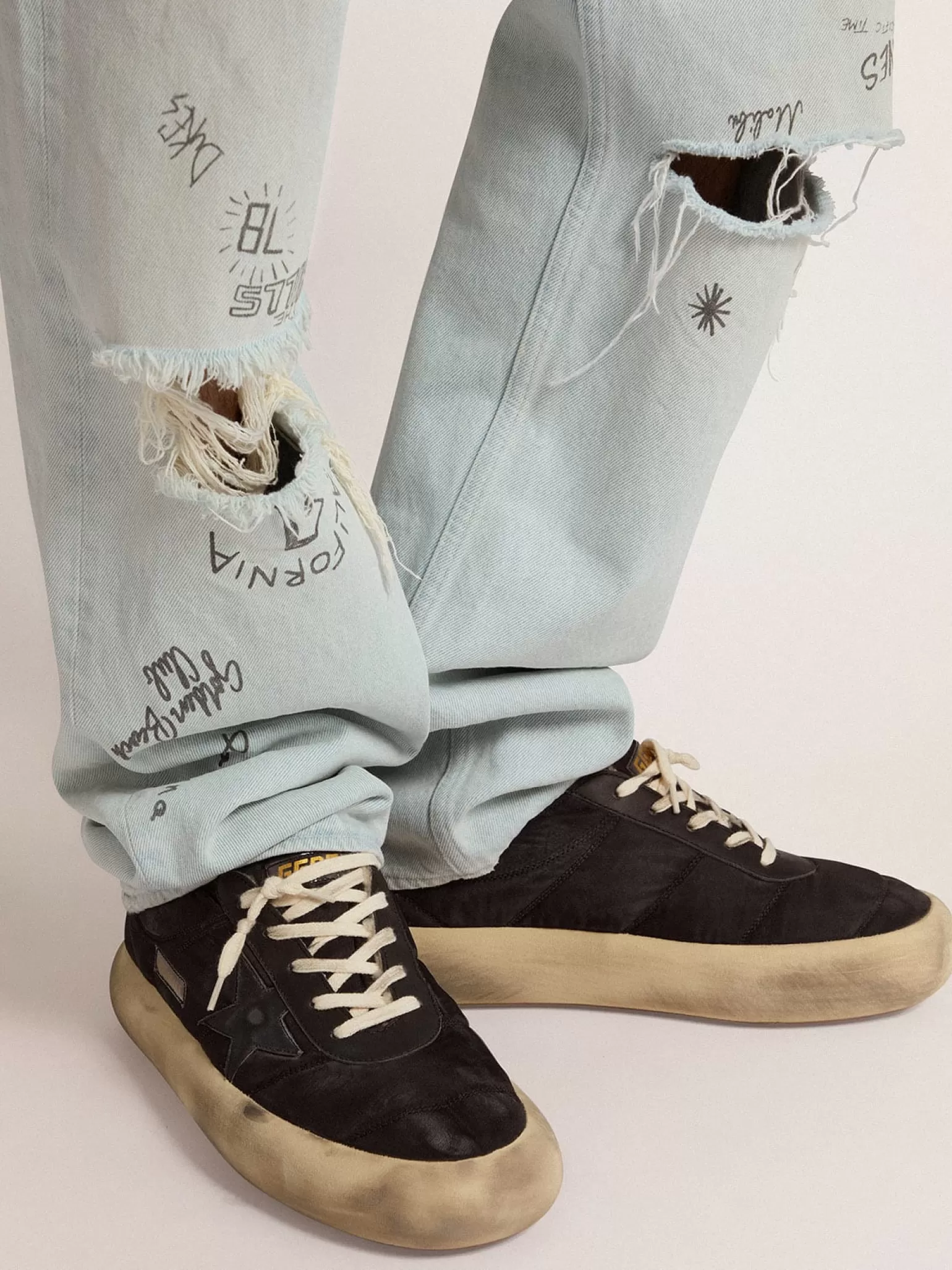 Best Men's Space-Star shoes in quilted nylon with shearling lining Space-Star