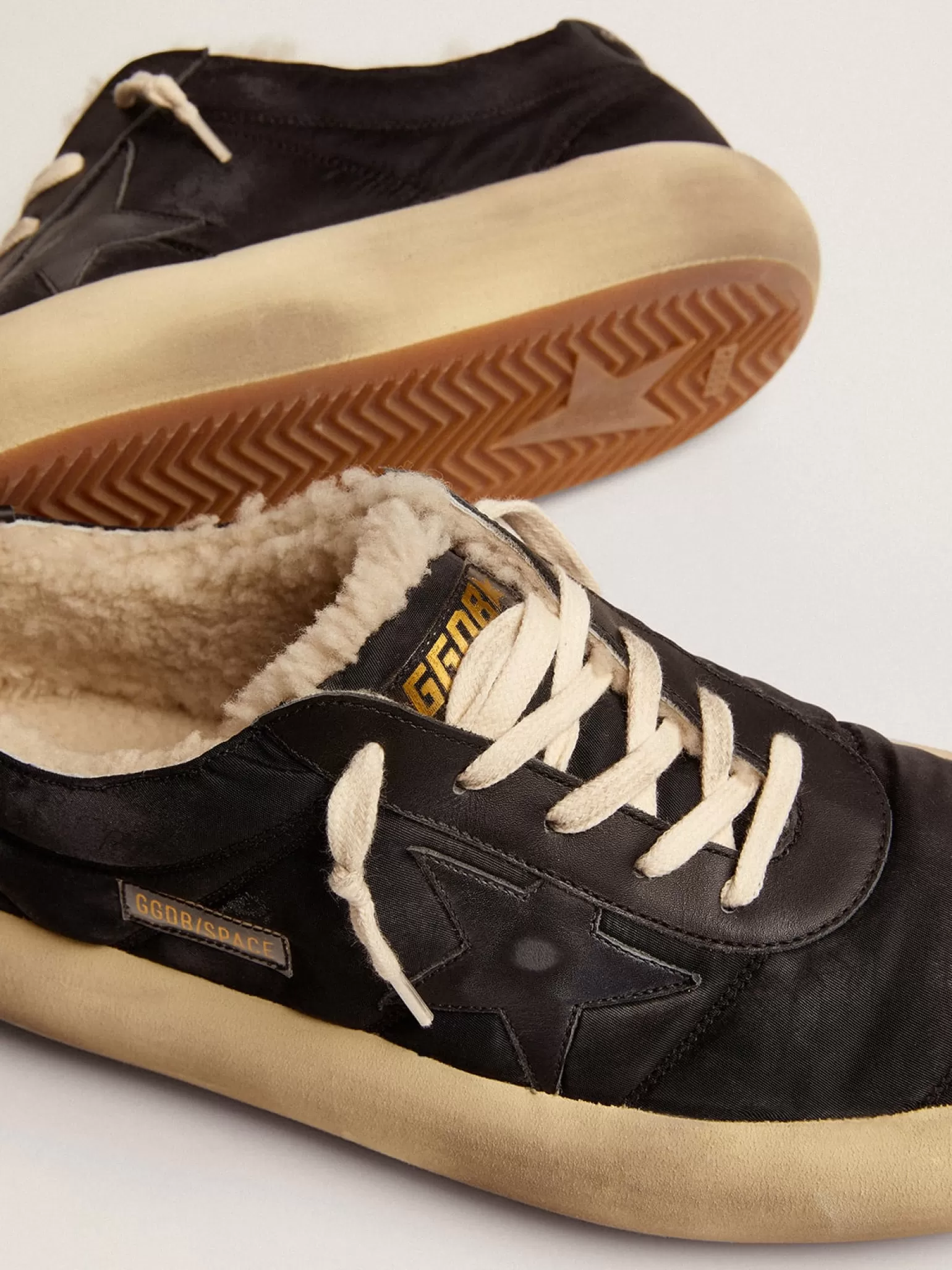 Best Men's Space-Star shoes in quilted nylon with shearling lining Space-Star