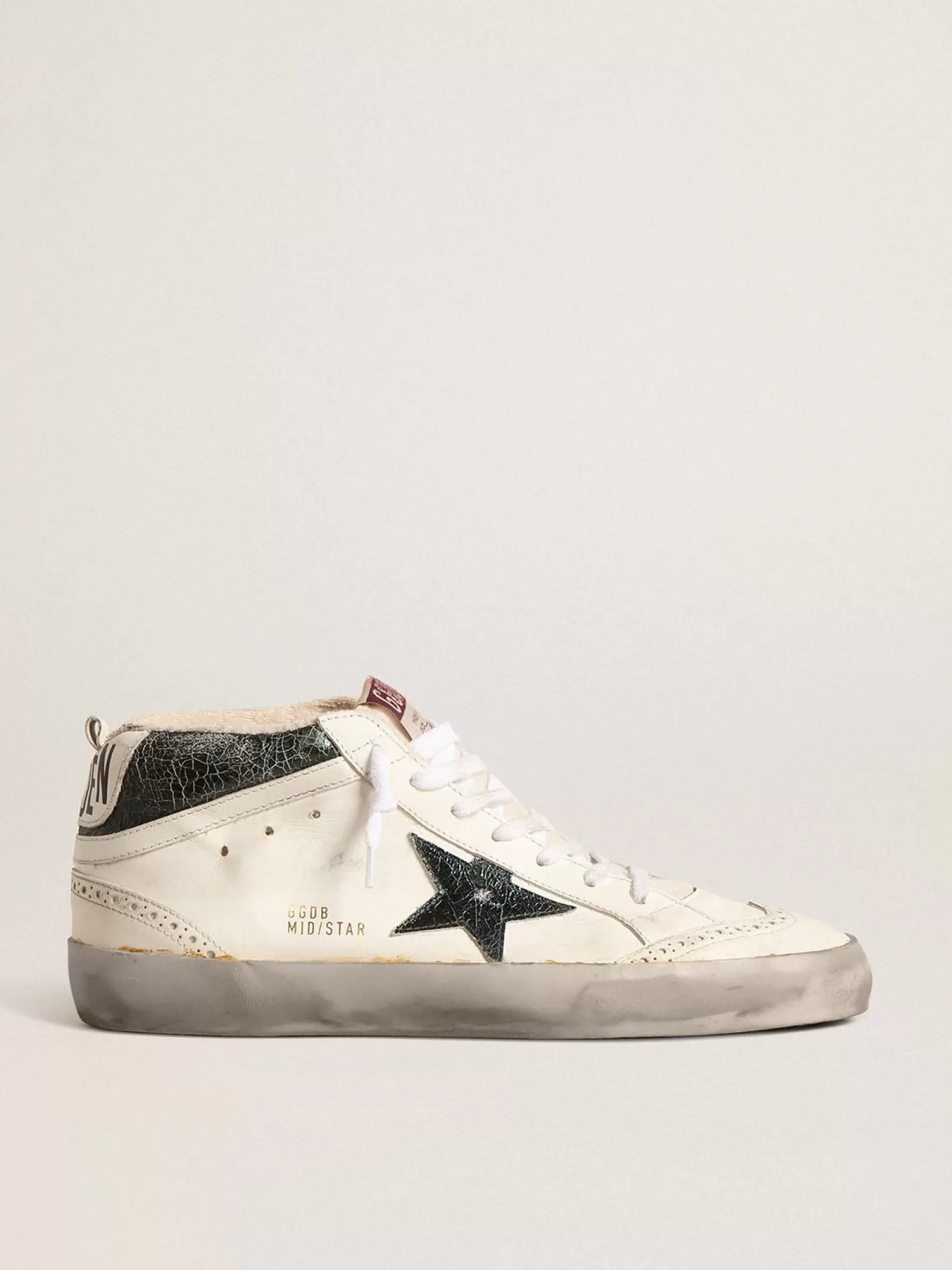 Clearance Mid Star com estrela de couro metálico verde e lista branca Mid Star