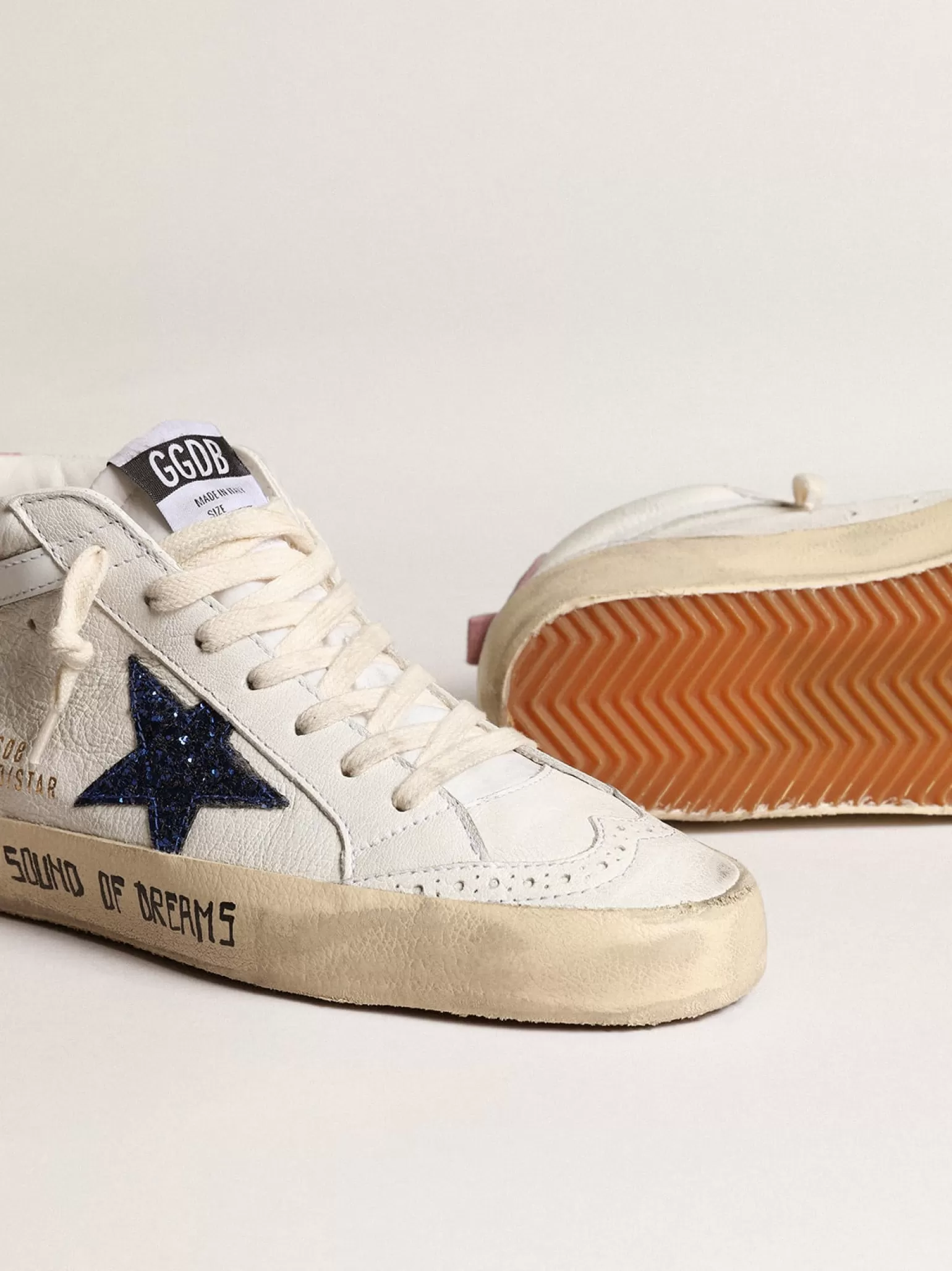 Outlet Mid Star com estrela de glitter azul e talão de suede rosa MULHER Mid Star