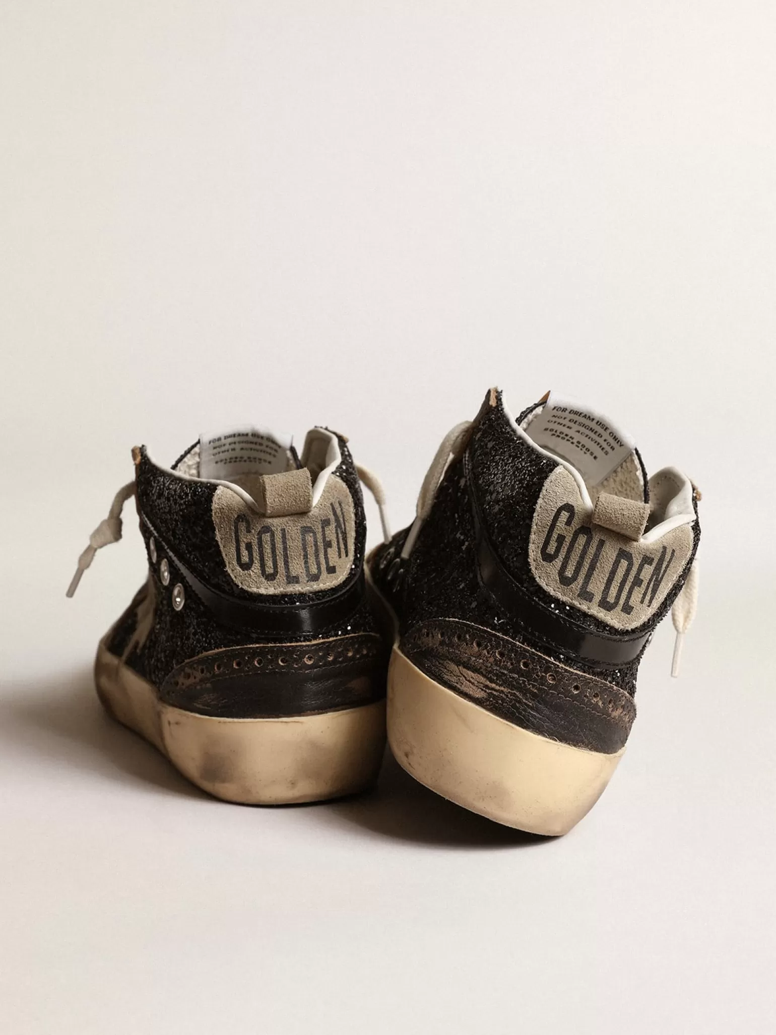 Best Sale Mid Star de glitter preto, estrela e talão de suede havana-rosado MULHER Mid Star