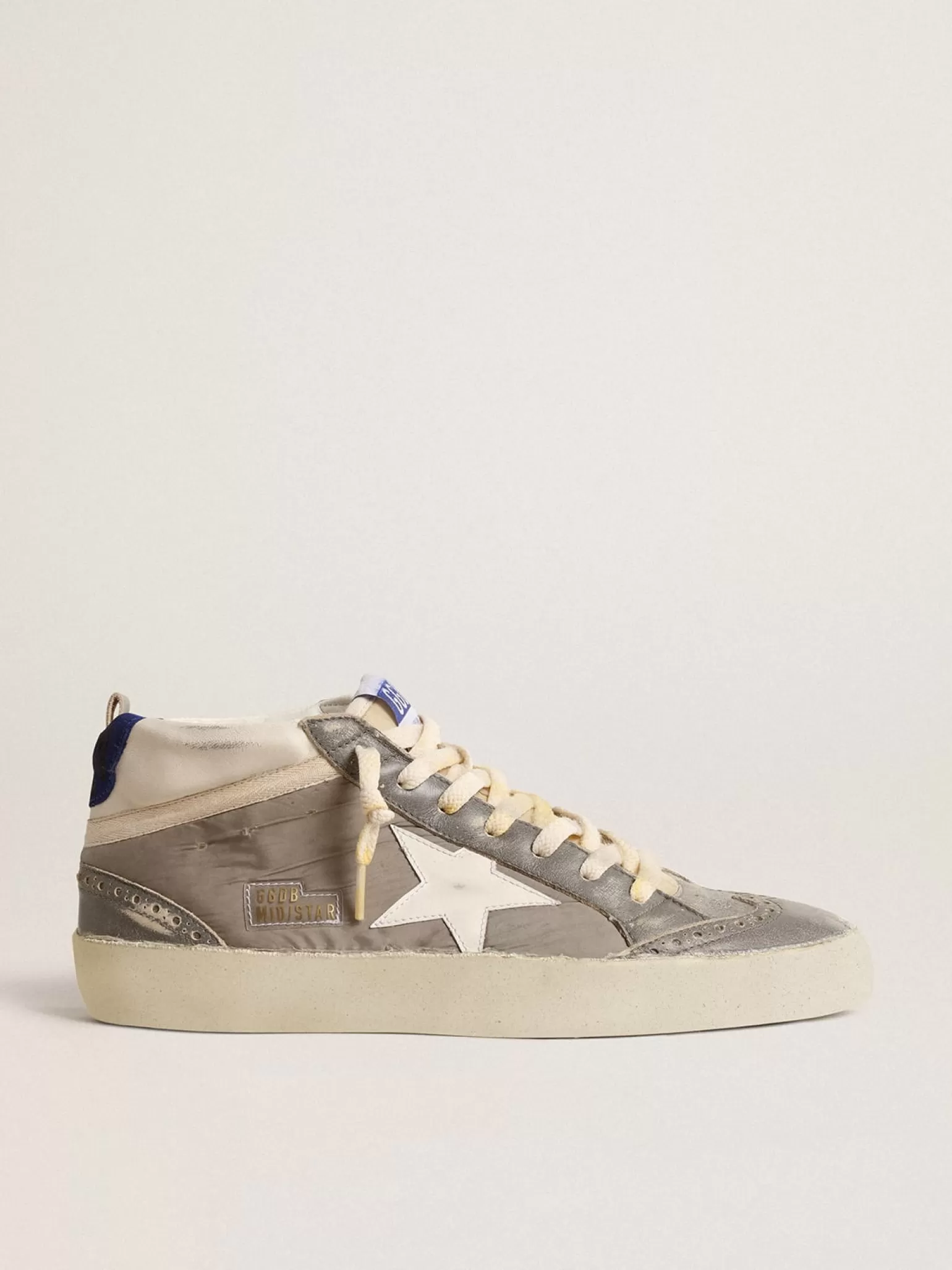 Flash Sale Mid Star de náilon cinza e napa com estrela de couro branco Mid Star