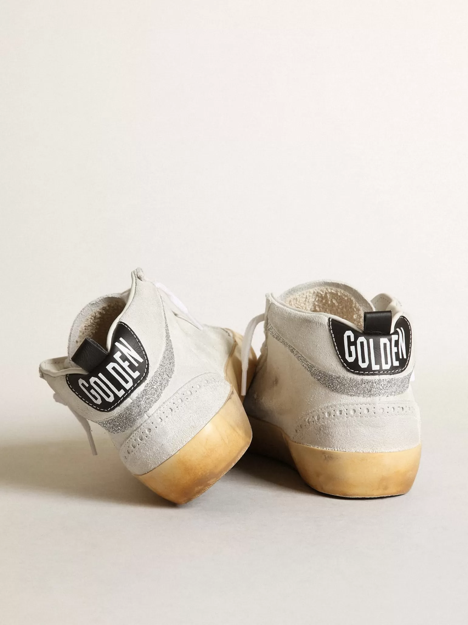 Hot Mid Star feminino de suede branco com estrela e lista Swarovski MULHER Mid Star