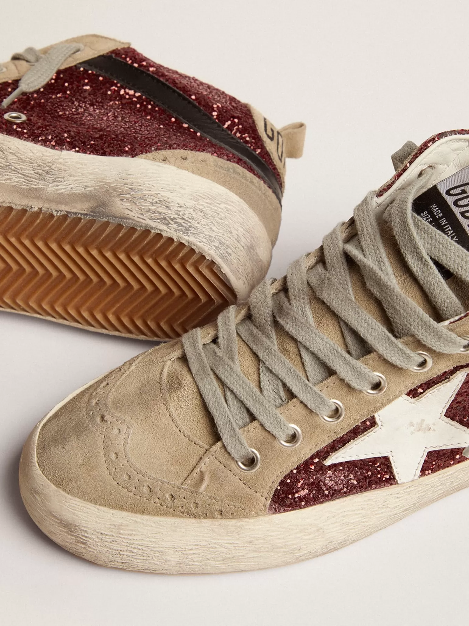 Best Mid Star feminino em glitter bordô com inserções cinza e estrela branca MULHER Mid Star