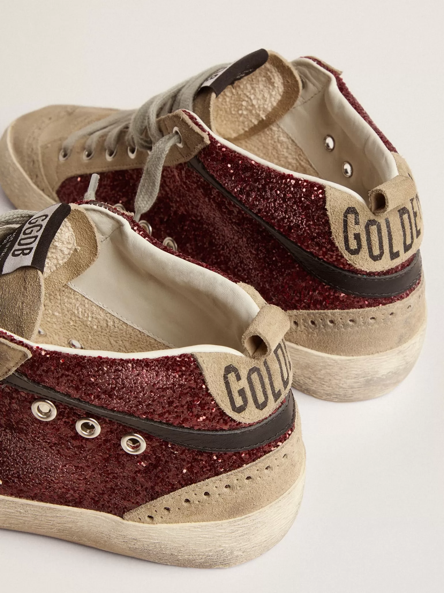 Best Mid Star feminino em glitter bordô com inserções cinza e estrela branca MULHER Mid Star