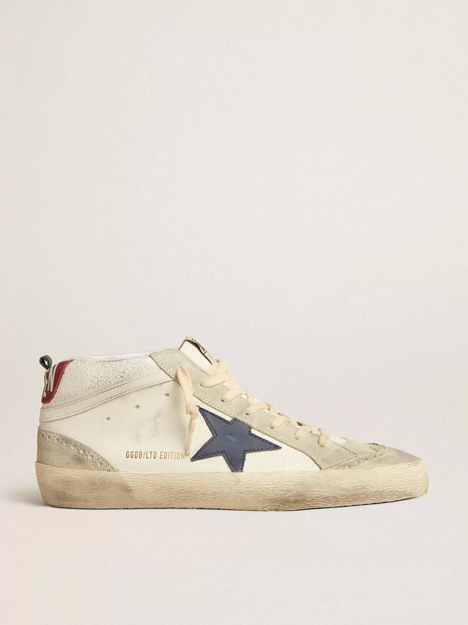 Cheap Mid Star LTD com estrela de couro azul e lista de napa branca Mid Star
