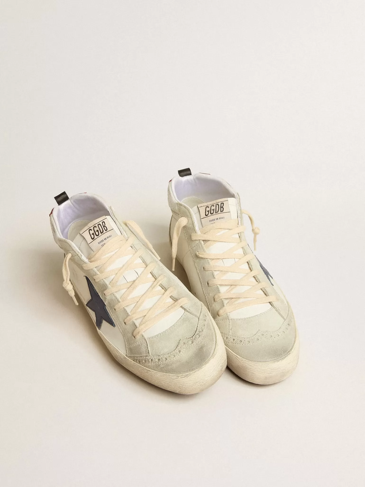 Cheap Mid Star LTD com estrela de couro azul e lista de napa branca Mid Star