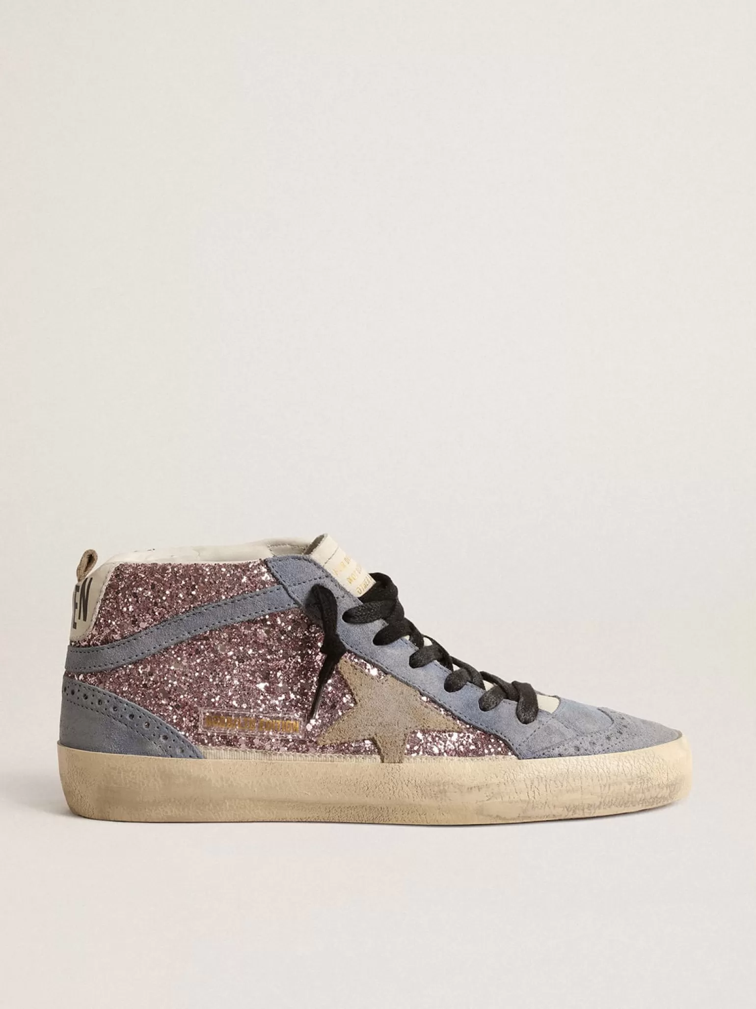 Online Mid Star LTD de glitter lilás com inserções de suede azul MULHER Mid Star