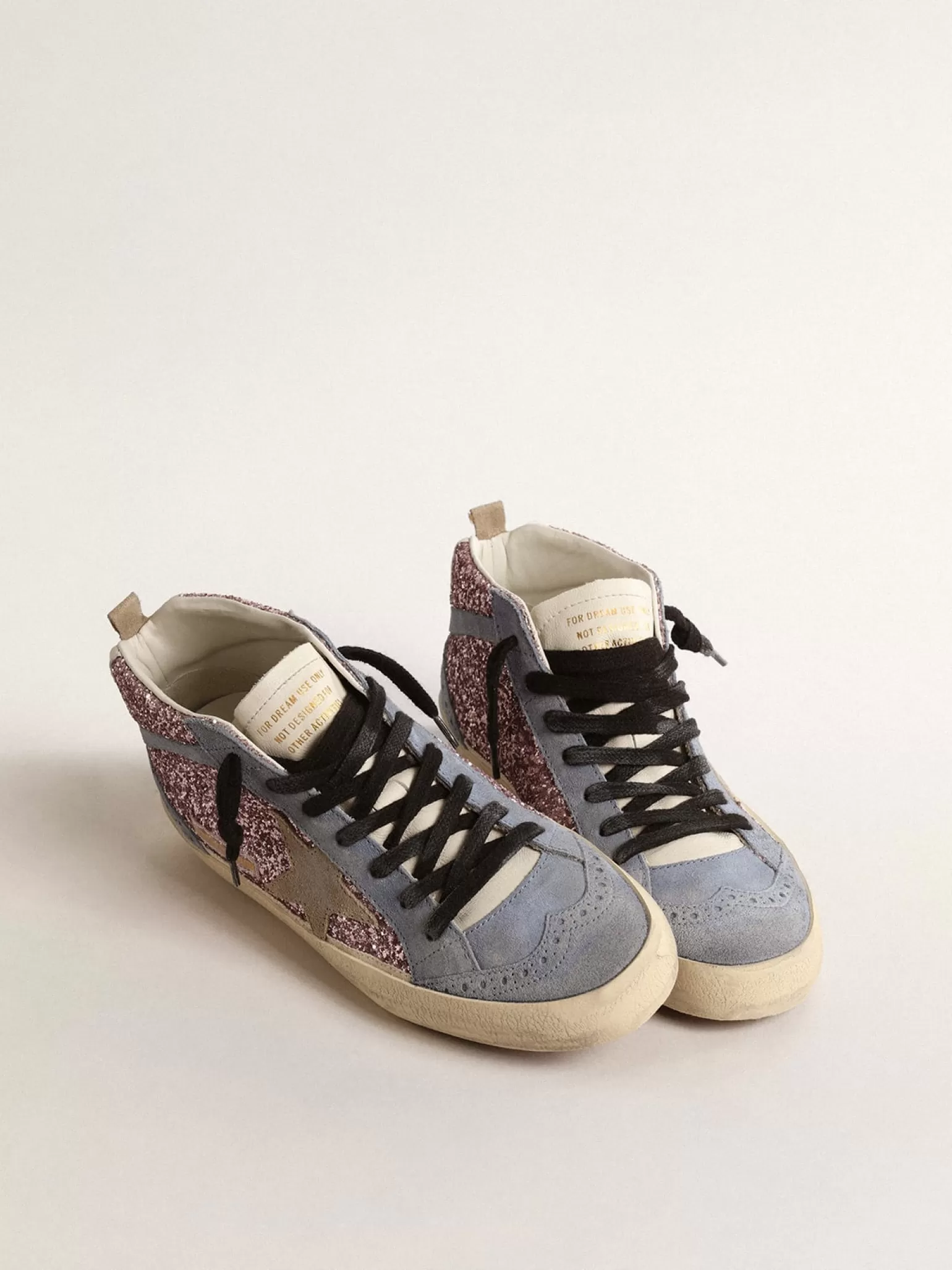 Online Mid Star LTD de glitter lilás com inserções de suede azul MULHER Mid Star