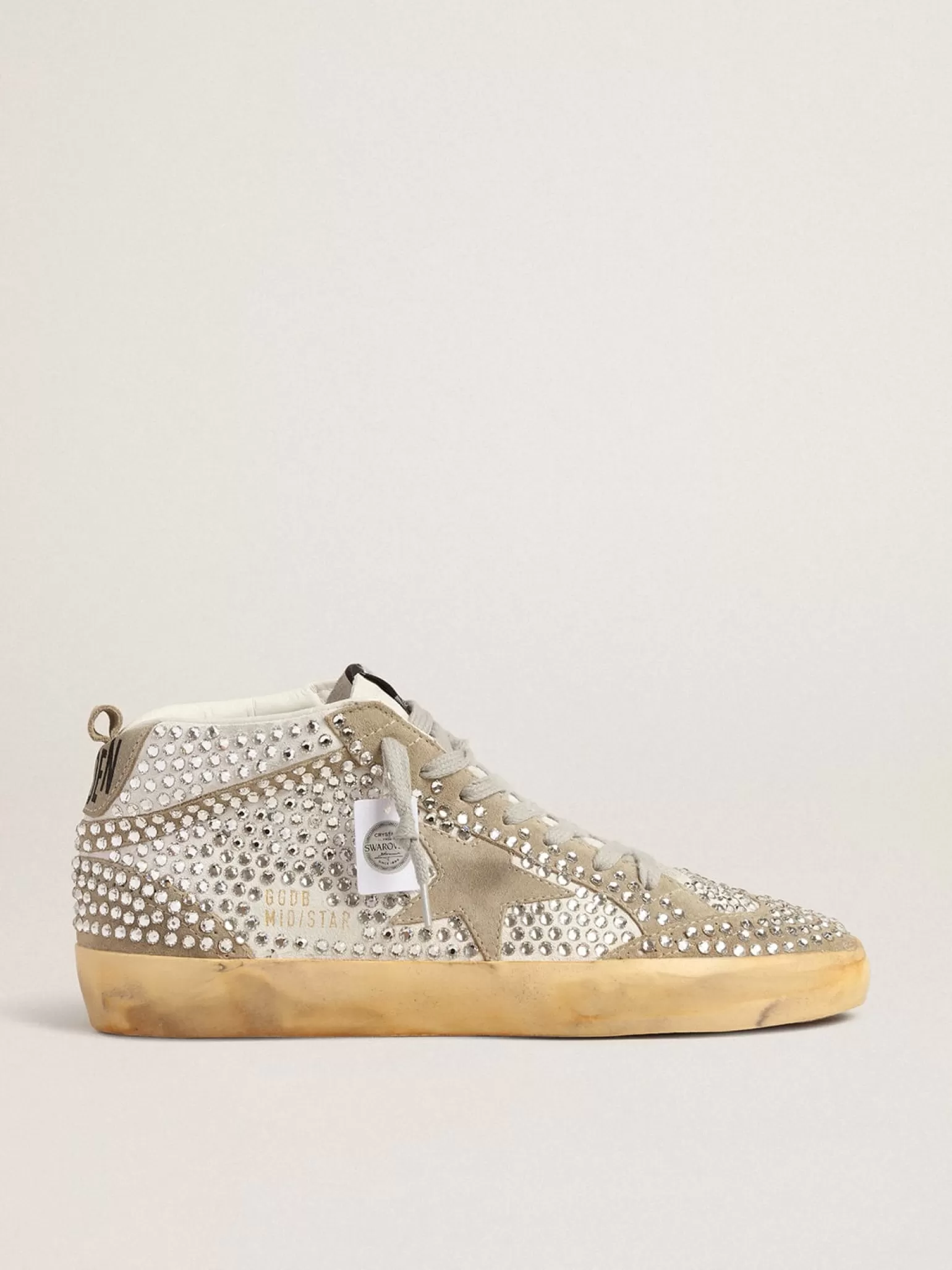 Outlet Mid Star LTD de suede branco e havana-rosado com cristais Swarovski MULHER Mid Star