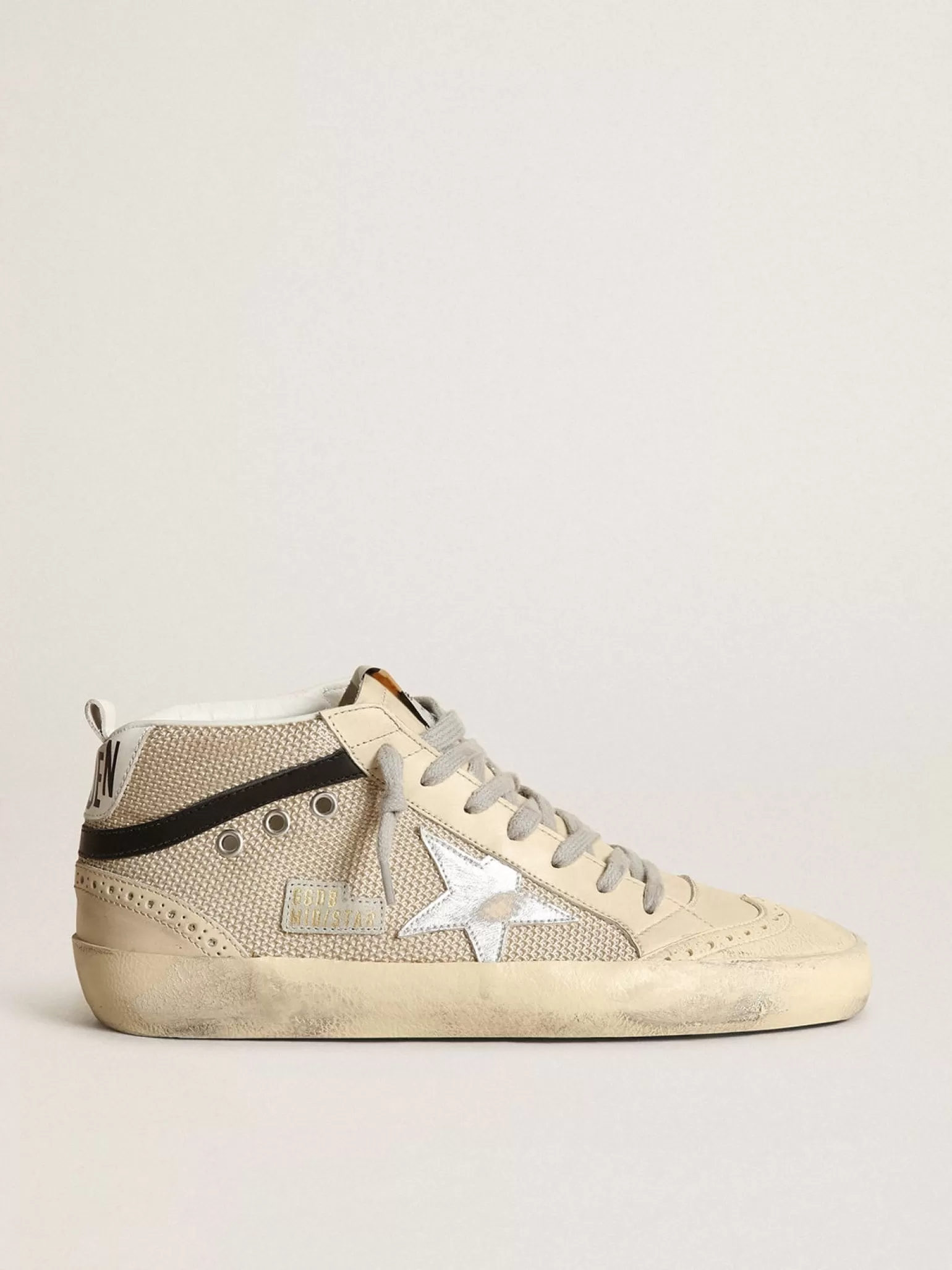 Discount Mid Star LTD feminino de tela cor creme com estrela prateada MULHER Mid Star