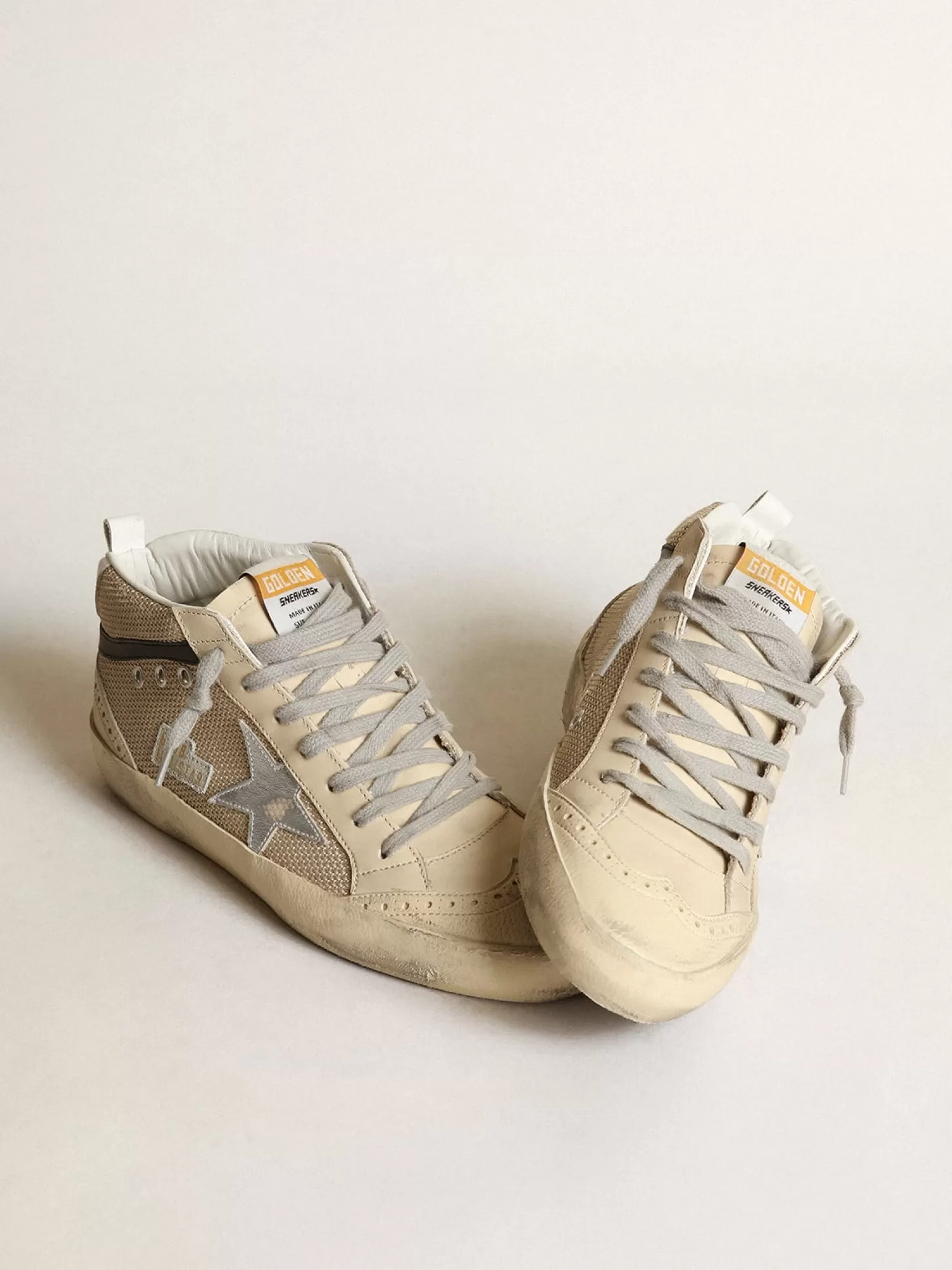 Discount Mid Star LTD feminino de tela cor creme com estrela prateada MULHER Mid Star