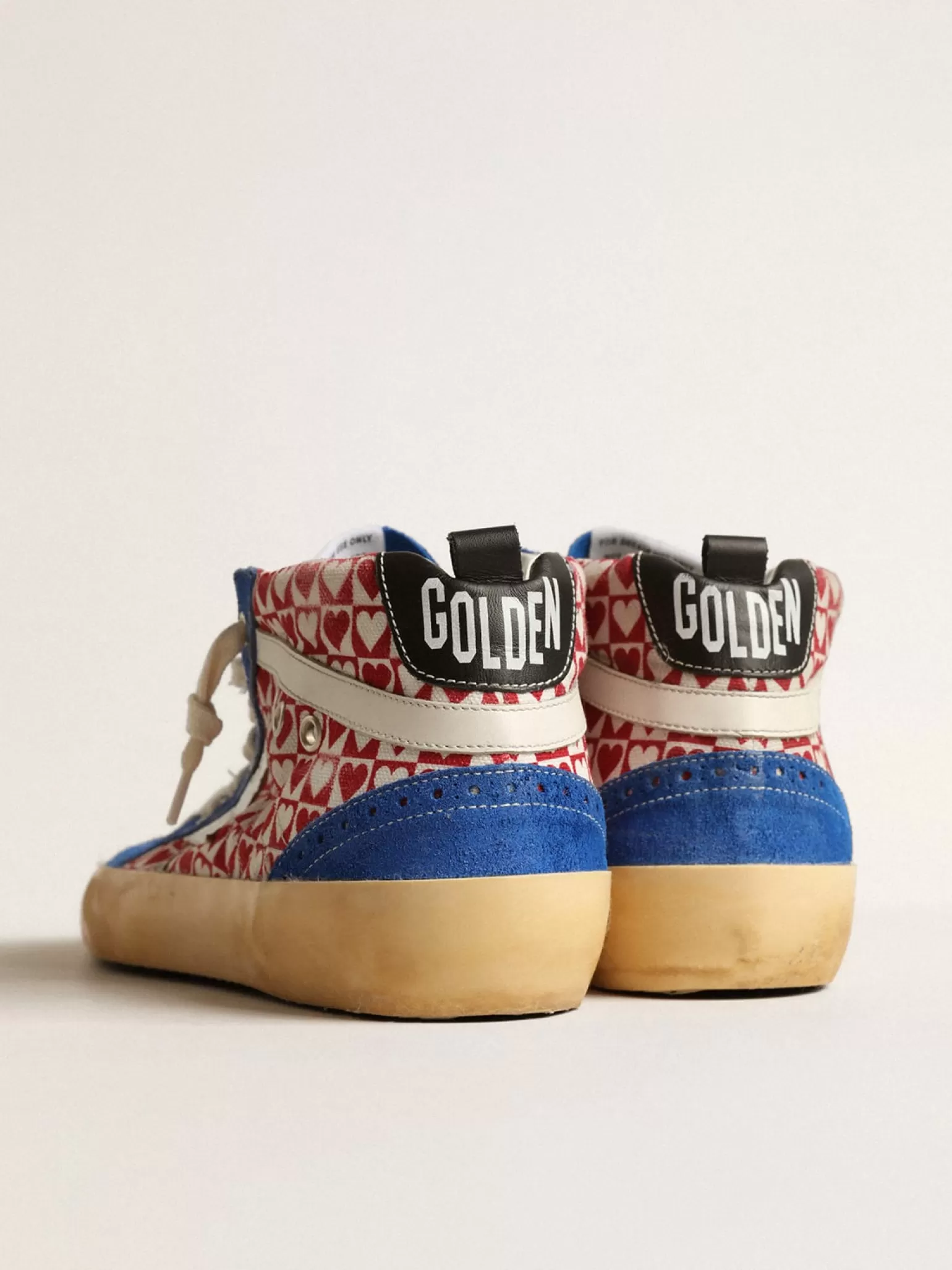 Outlet Mid Star Masculino de lona, estampa de coração e estrela prateada Mid Star