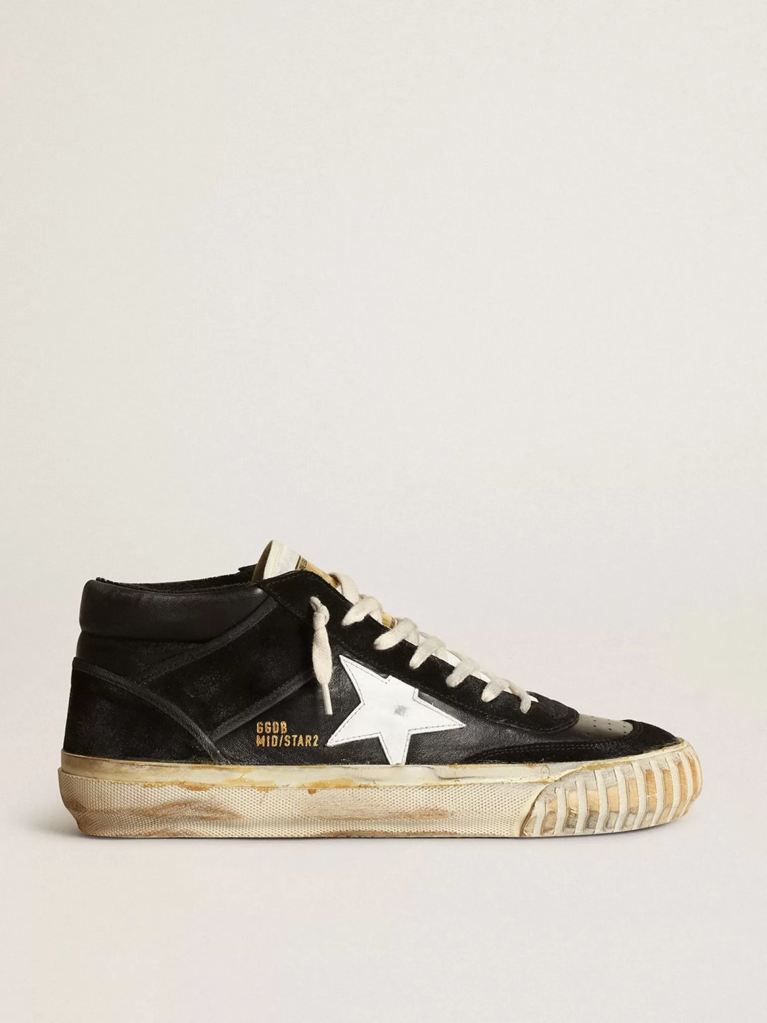 Online Mid Star Masculino de napa e suede pretos com estrela branca Mid Star