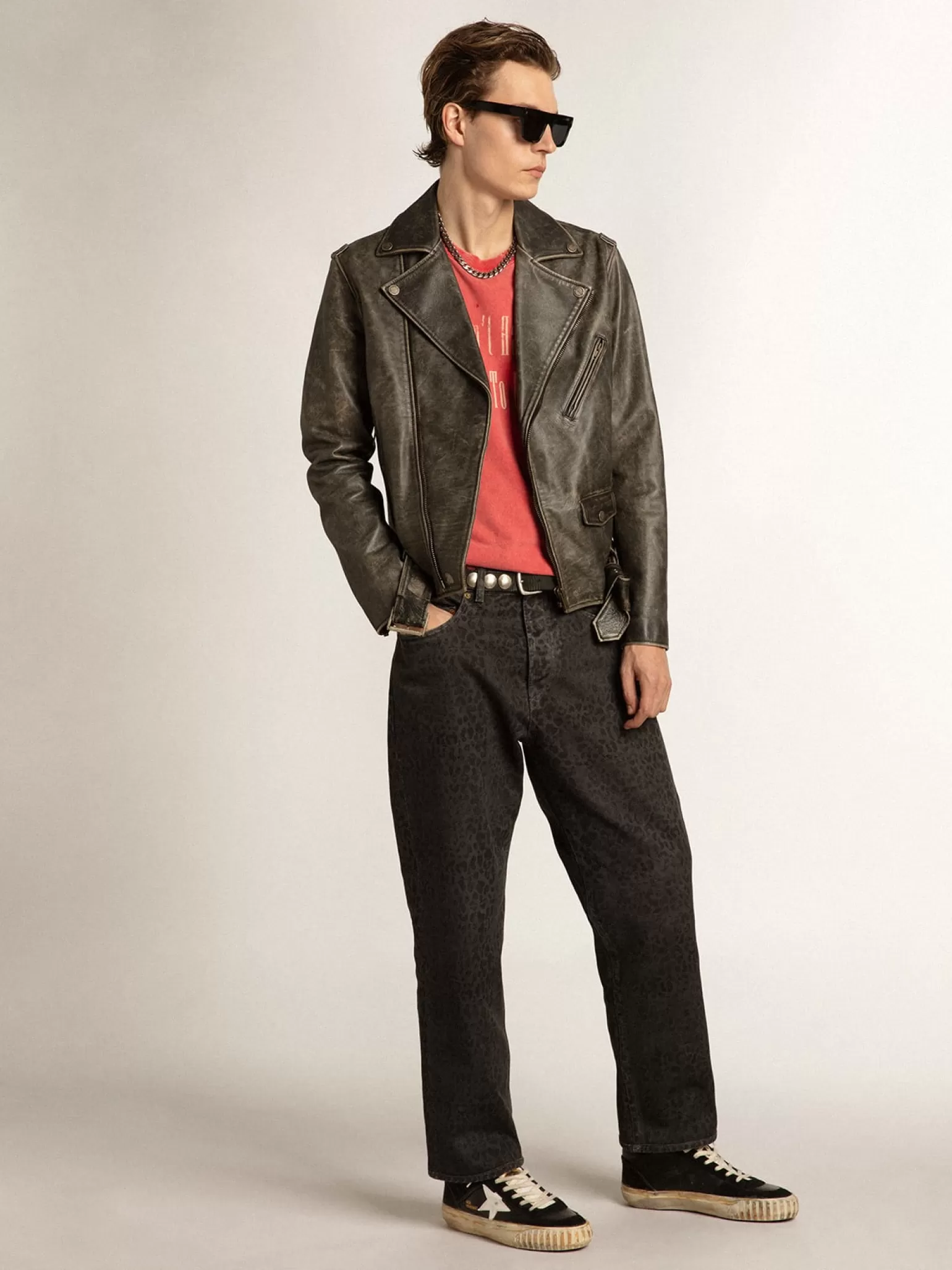 Online Mid Star Masculino de napa e suede pretos com estrela branca Mid Star