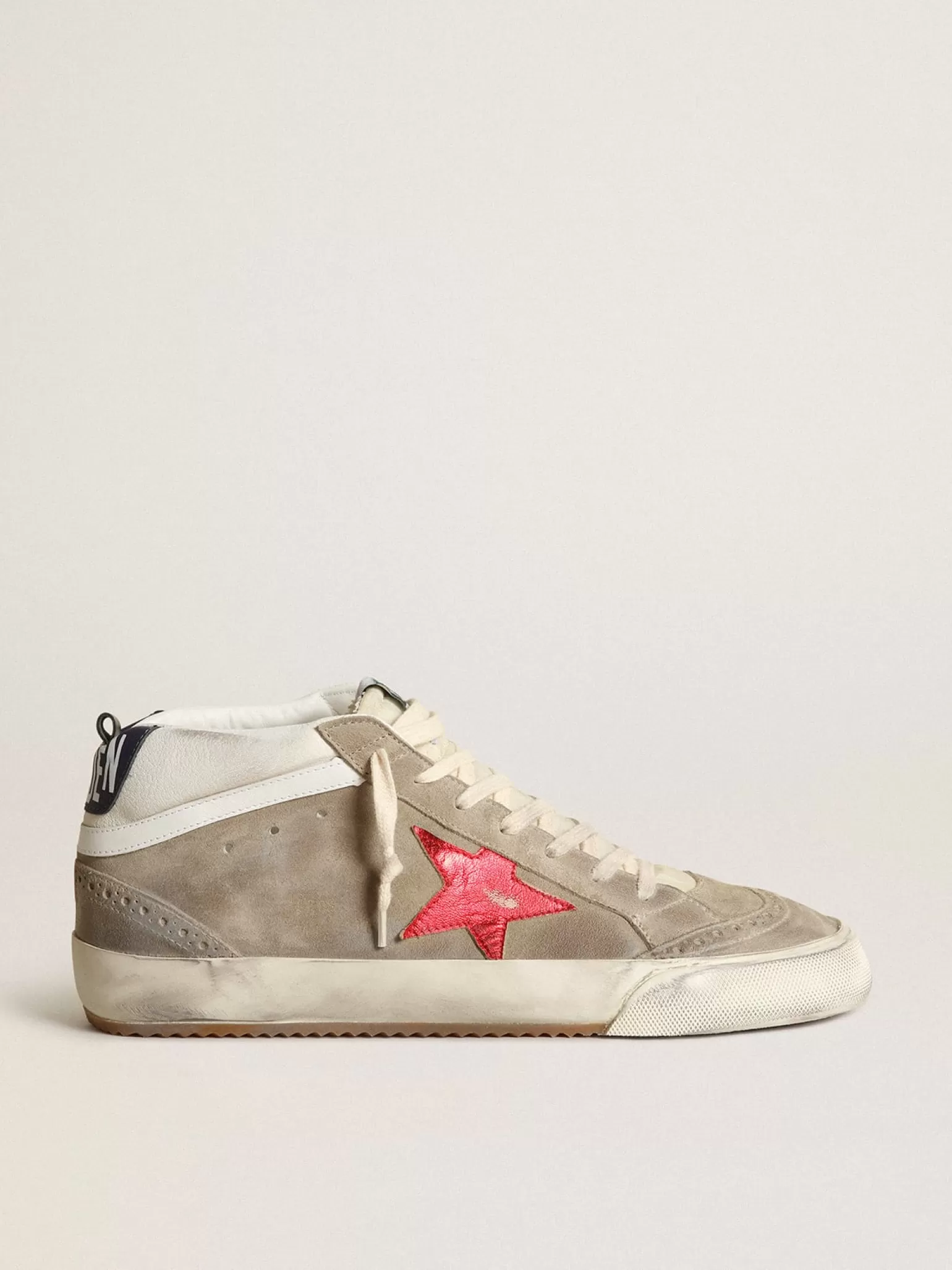 Online Mid Star masculino de suede havana-rosado e estrela de couro vermelho Mid Star