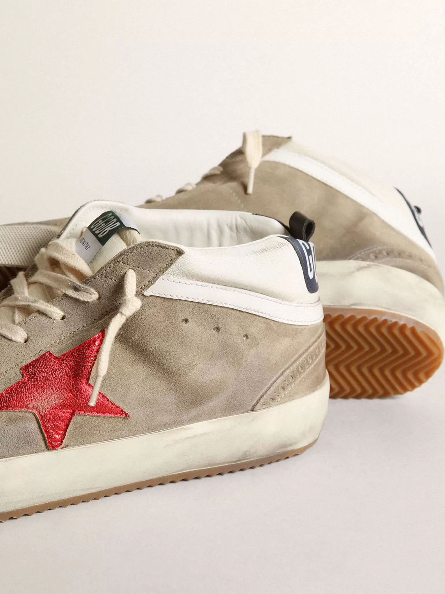 Online Mid Star masculino de suede havana-rosado e estrela de couro vermelho Mid Star