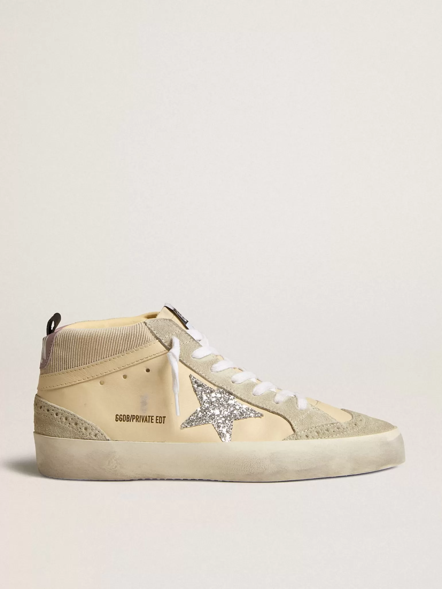 Hot Mid-Star LTD de couro e veludo cotelê com estrela de glitter prateado MULHER Mid Star