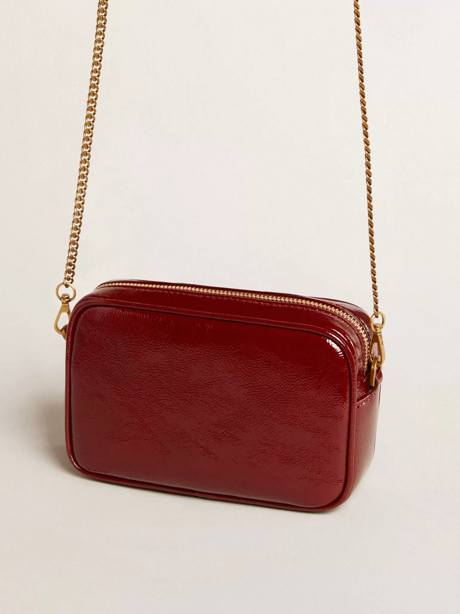 Fashion Mini Star Bag de couro envernizado bordô e estrela tom sobre tom MULHER Minibolsas