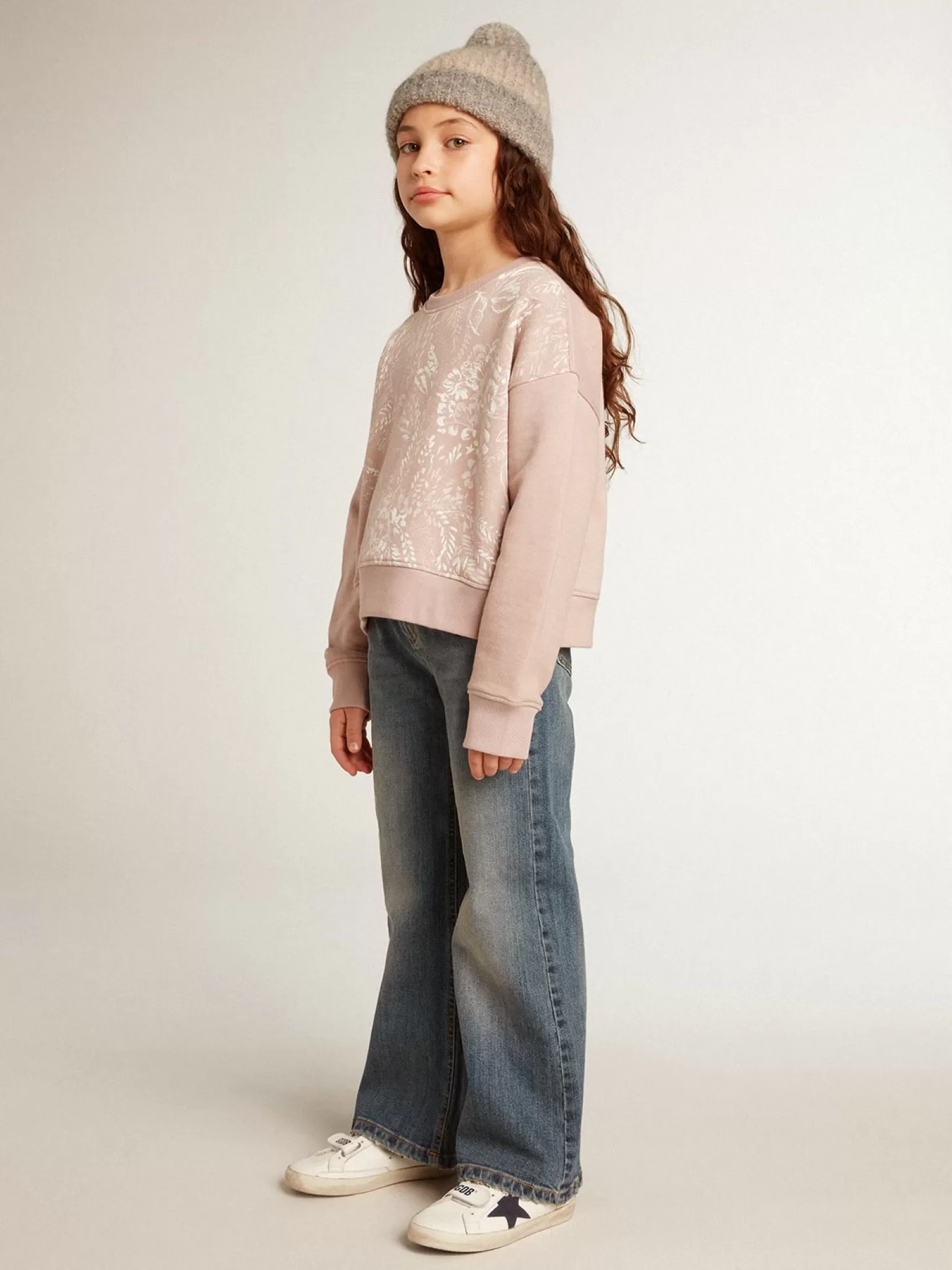 Cheap Moletom cropped de algodão rosa com estampa toile de jouy Roupas de cima (4-12 years)