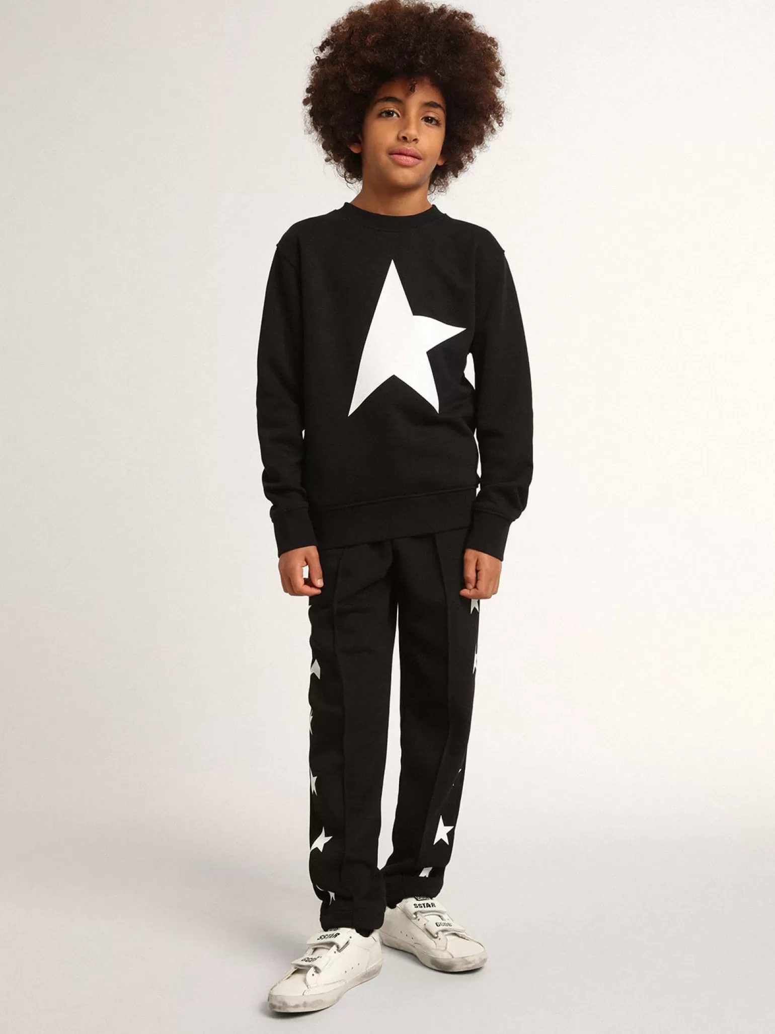 Store Moletom infantil masculino preto com maxi estrela branca na frente Roupas de cima (4-12 years) | Roupas de cima (4-12 years)