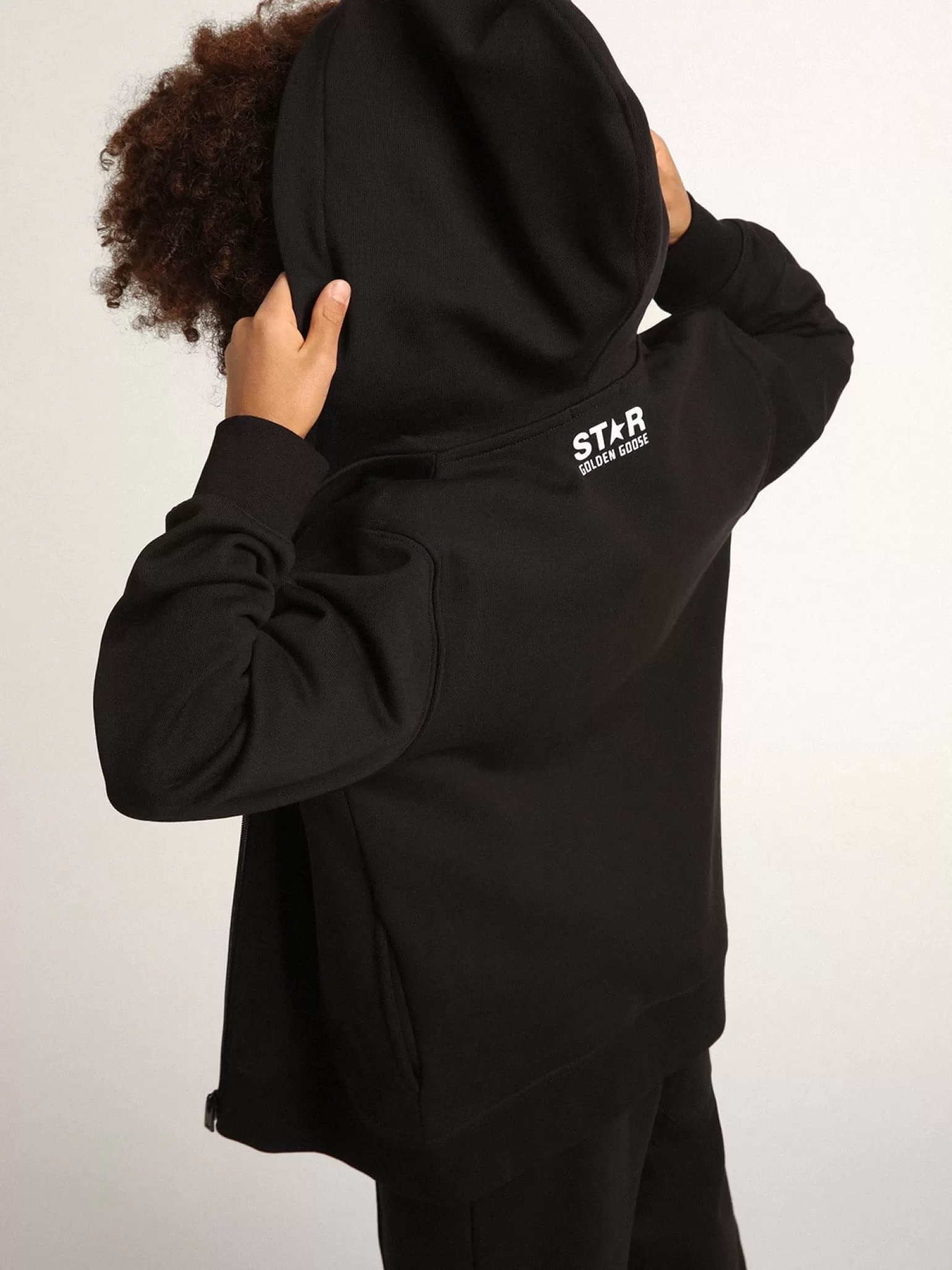 Best Moletom preto com capuz e estrela e logo brancos em contraste Roupas de cima (4-12 years) | Roupas de cima (4-12 years)