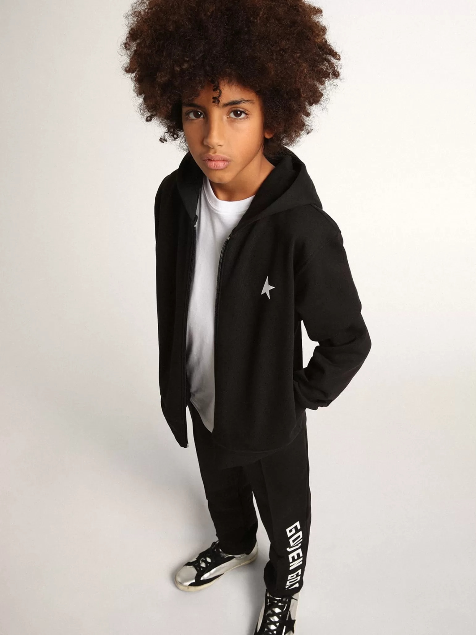 Best Moletom preto com capuz e estrela e logo brancos em contraste Roupas de cima (4-12 years) | Roupas de cima (4-12 years)